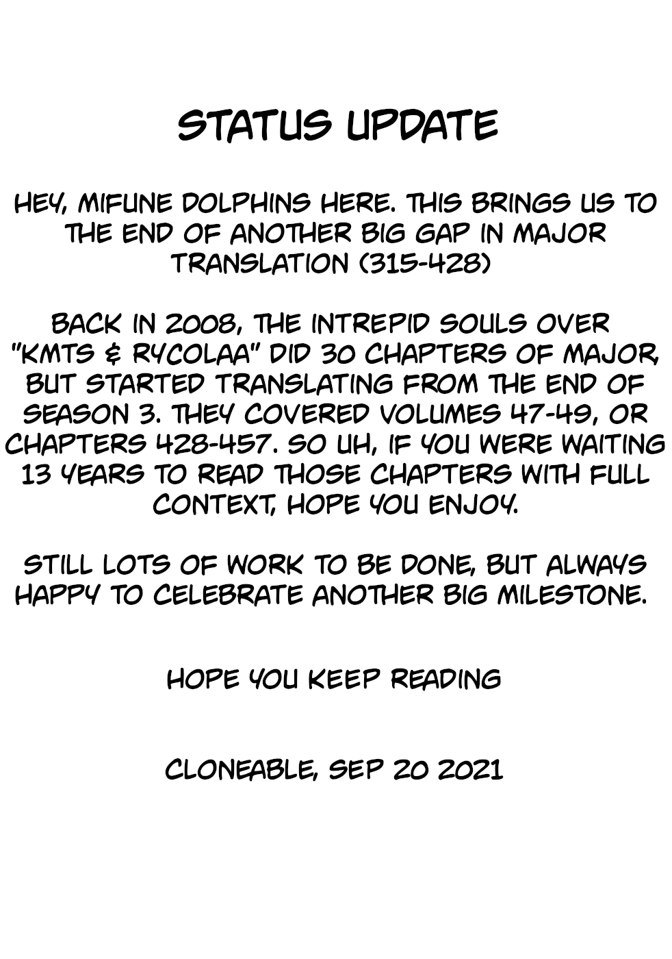 Major Chapter 427 page 19 - Chapter 427: Come Back!!