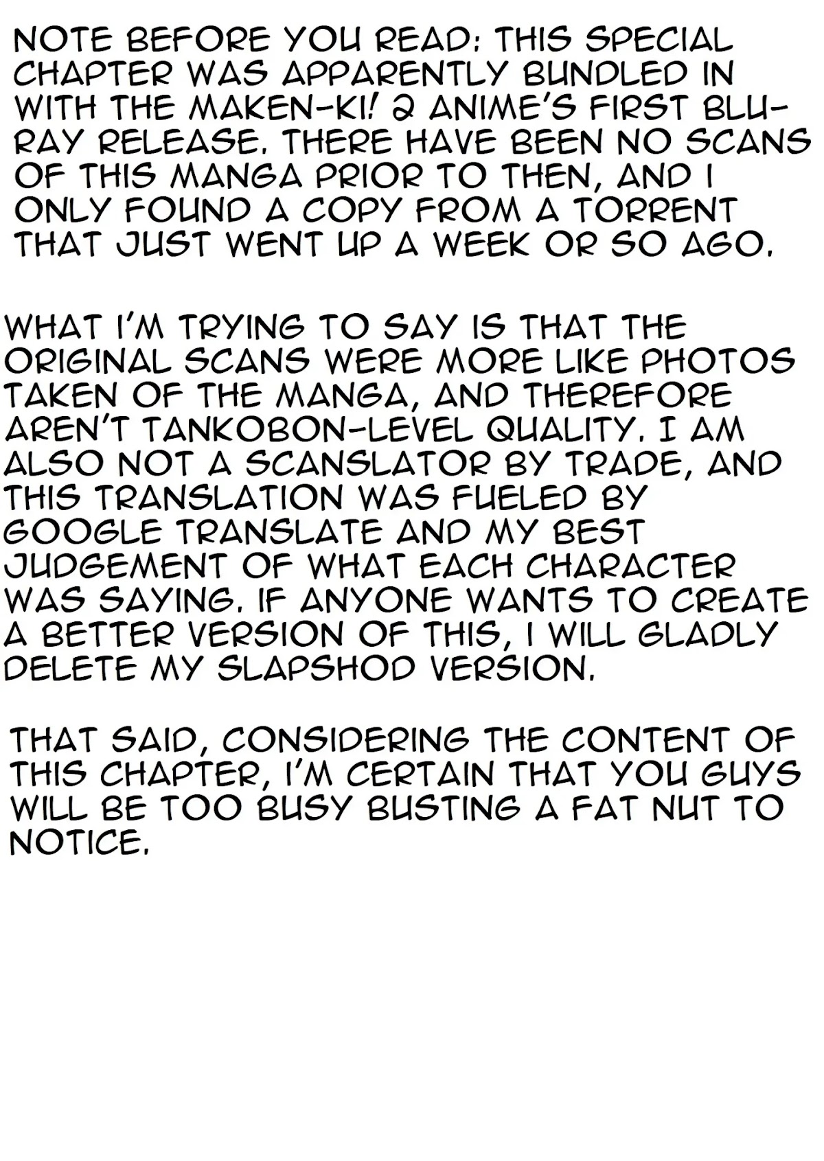 Maken-Ki! Chapter 61.75 page 1 - Chapter 61.75: Mystery of the Liquid Massage (Blu-Ray exclusive omake)