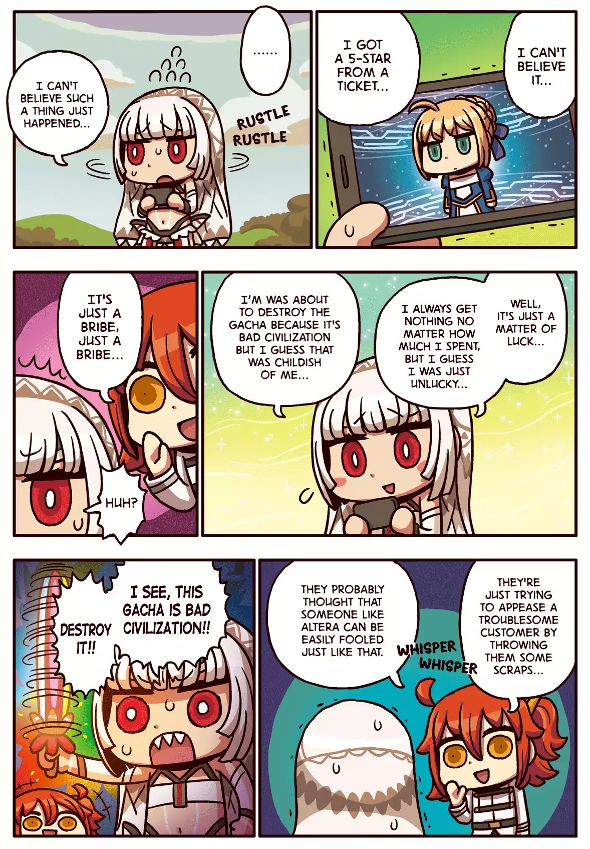 Manga de Wakaru! Fate/Grand Order Chapter 2.23 page 1 - Vol.2 Chapter 23: Altera and Bribes