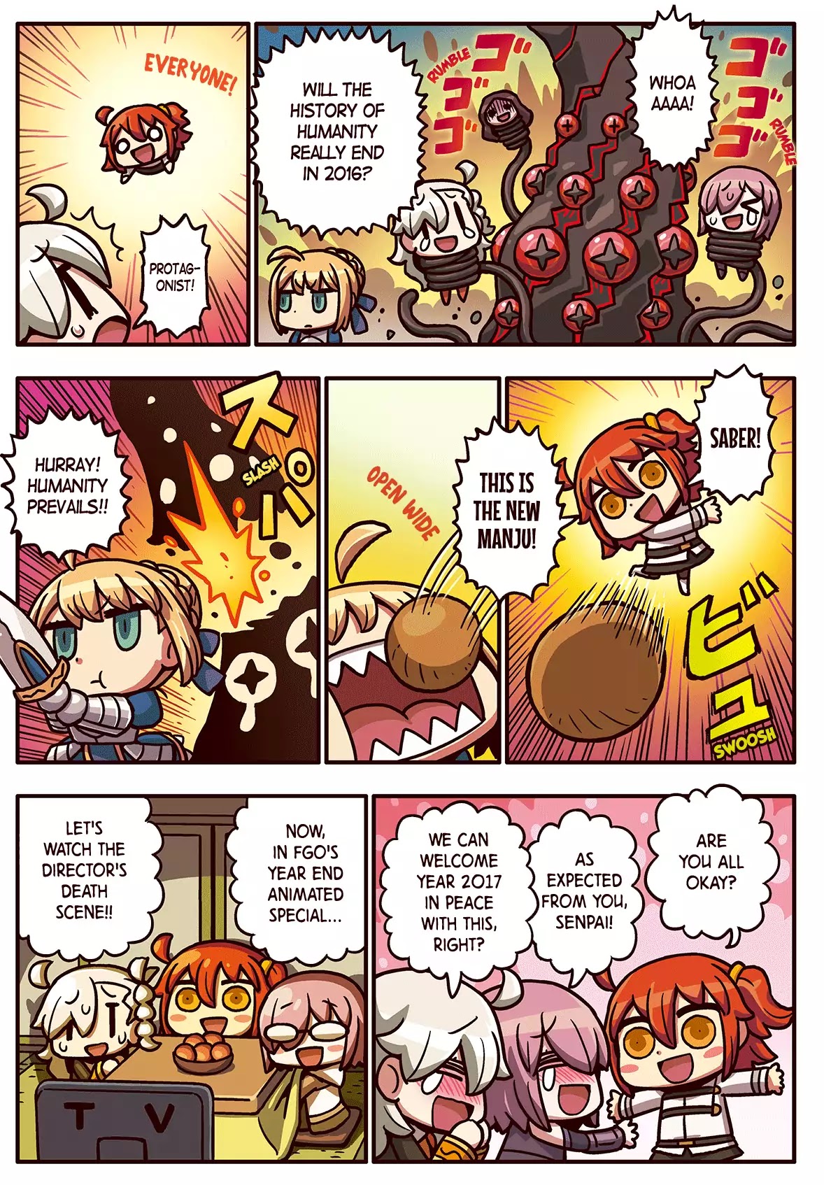 Manga de Wakaru! Fate/Grand Order Chapter 2.55 page 1 - Vol.2 Chapter 55: Let's Watch Together
