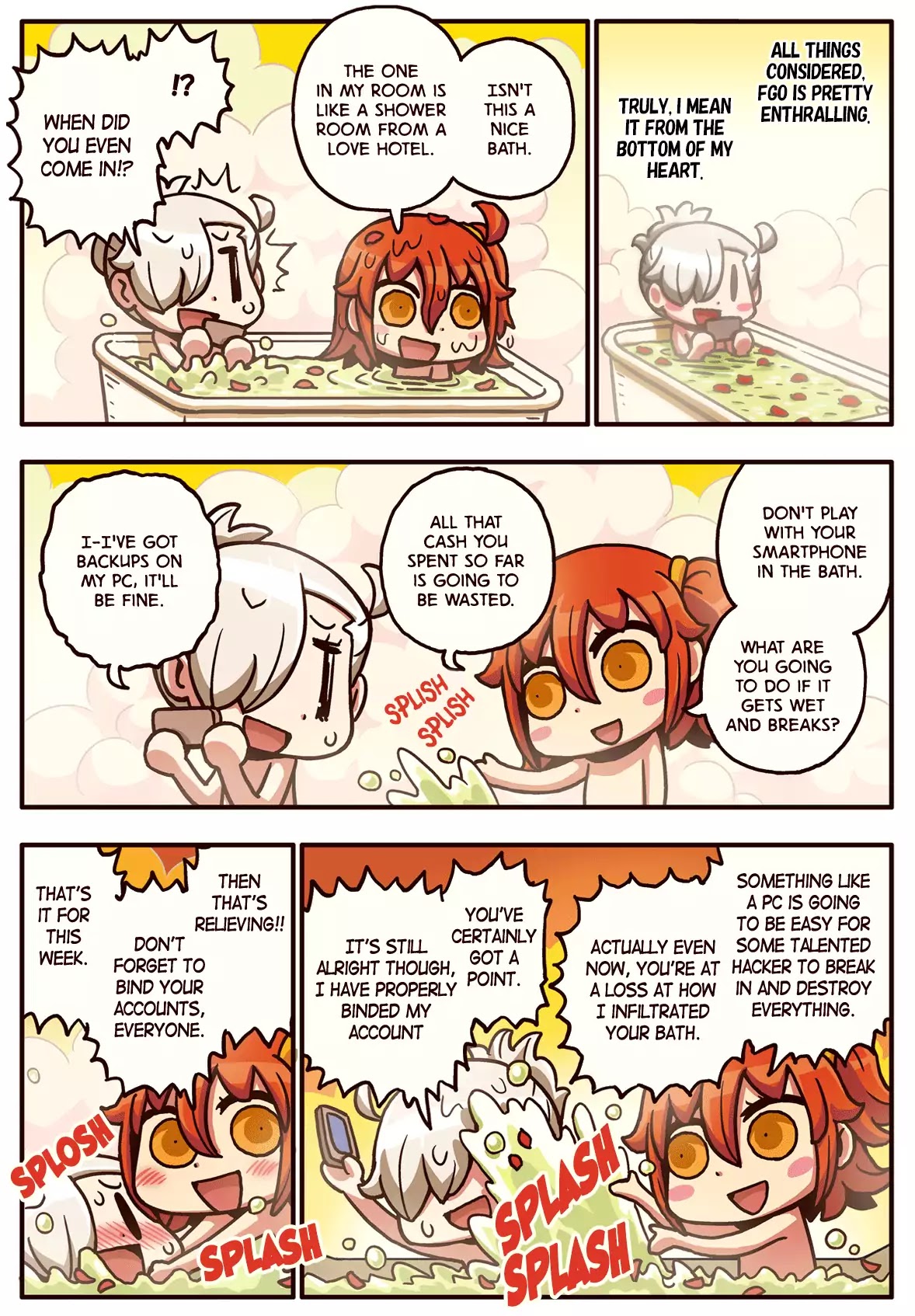 Manga de Wakaru! Fate/Grand Order Chapter 2.9 page 1 - Vol.2 Chapter 9: Careful! FGO in the Bath!