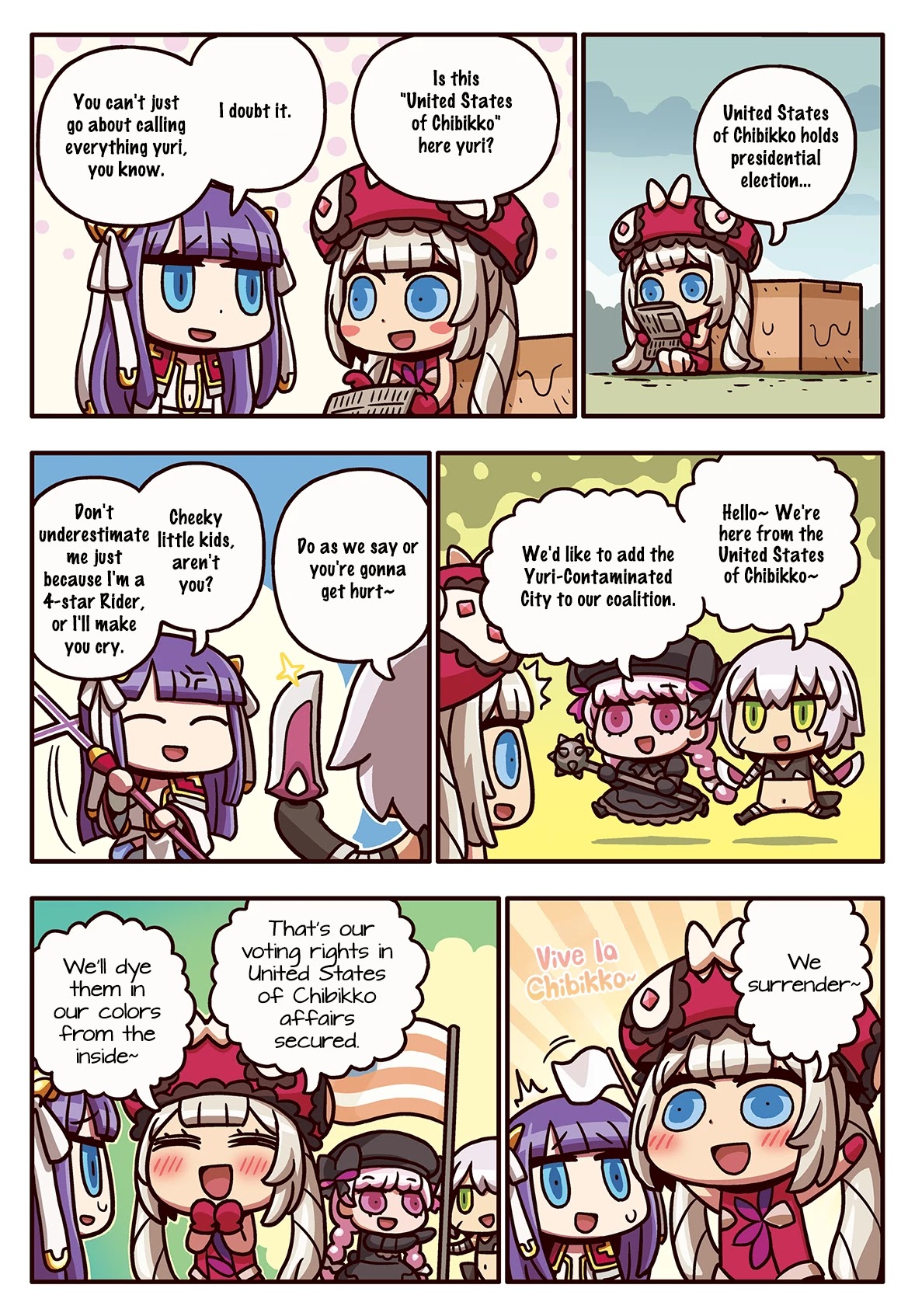 Manga de Wakaru! Fate/Grand Order Chapter 3.128 page 1 - Vol.3 Chapter 128: Yuri and Chibikko