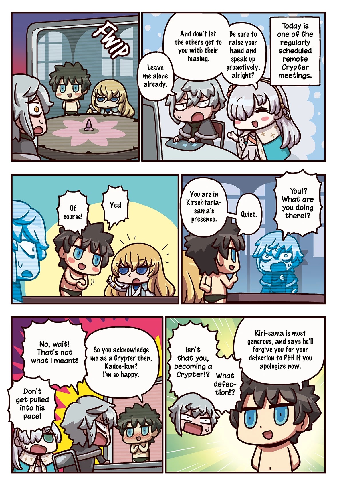 Manga de Wakaru! Fate/Grand Order Chapter 3.178 page 1 - Vol.3 Chapter 178: Remote Meeting