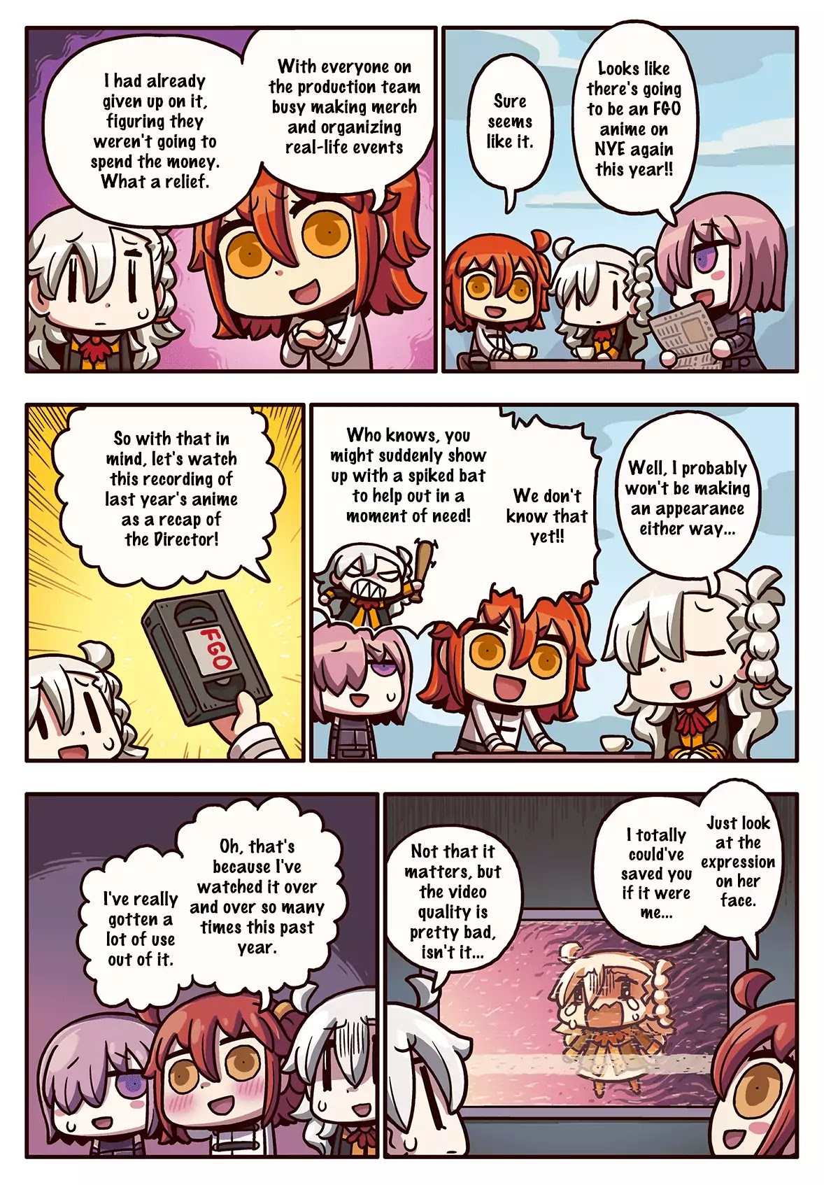 Manga de Wakaru! Fate/Grand Order Chapter 3.22 page 1 - Vol.3 Chapter 22: Be Sure to Watch the Anime on New Years Eve