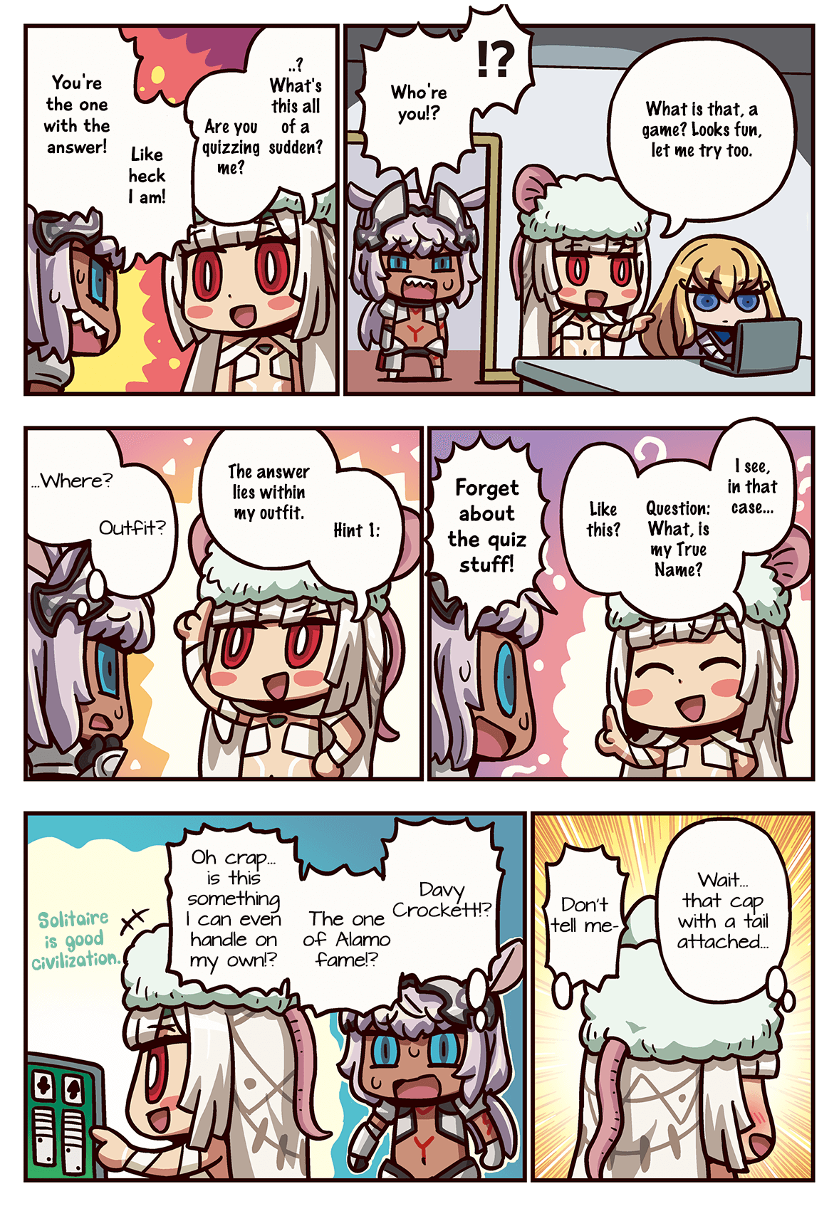 Manga de Wakaru! Fate/Grand Order Chapter 3.243 page 1 - Vol.3 Chapter 243: True Name Quiz