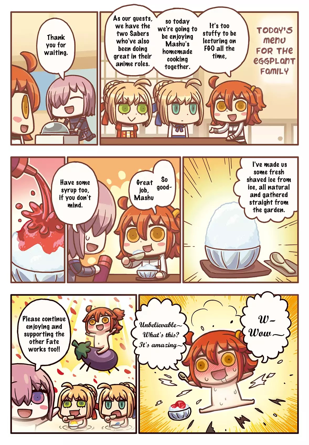 Manga de Wakaru! Fate/Grand Order Chapter 3.32 page 1 - Vol.3 Chapter 32: Today's Menu
