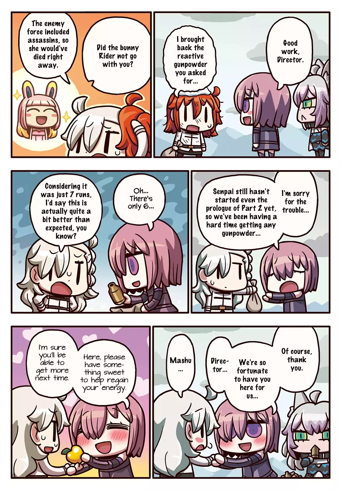 Manga de Wakaru! Fate/Grand Order Chapter 3.54 page 1 - Vol.3 Chapter 54: Gratitude Loop