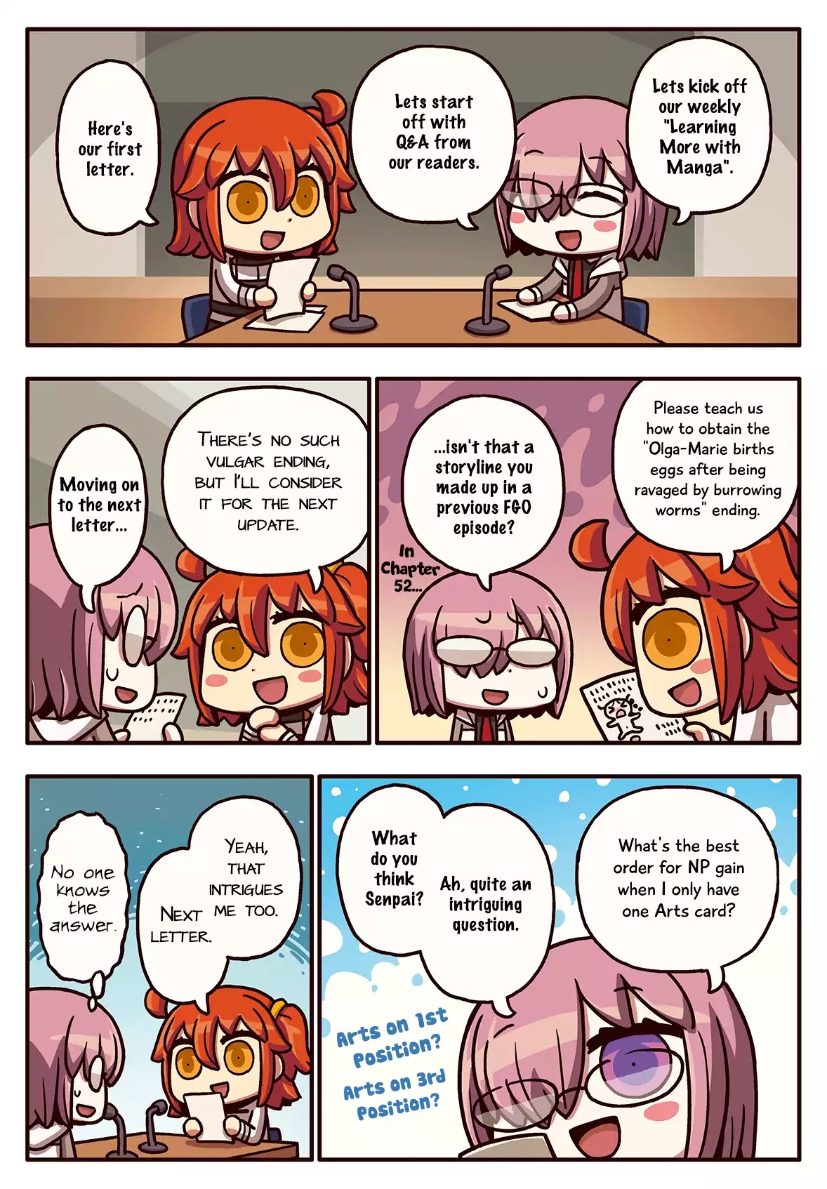 Manga de Wakaru! Fate/Grand Order Chapter 3.55 page 1 - Vol.3 Chapter 55: This Week's Question Corner