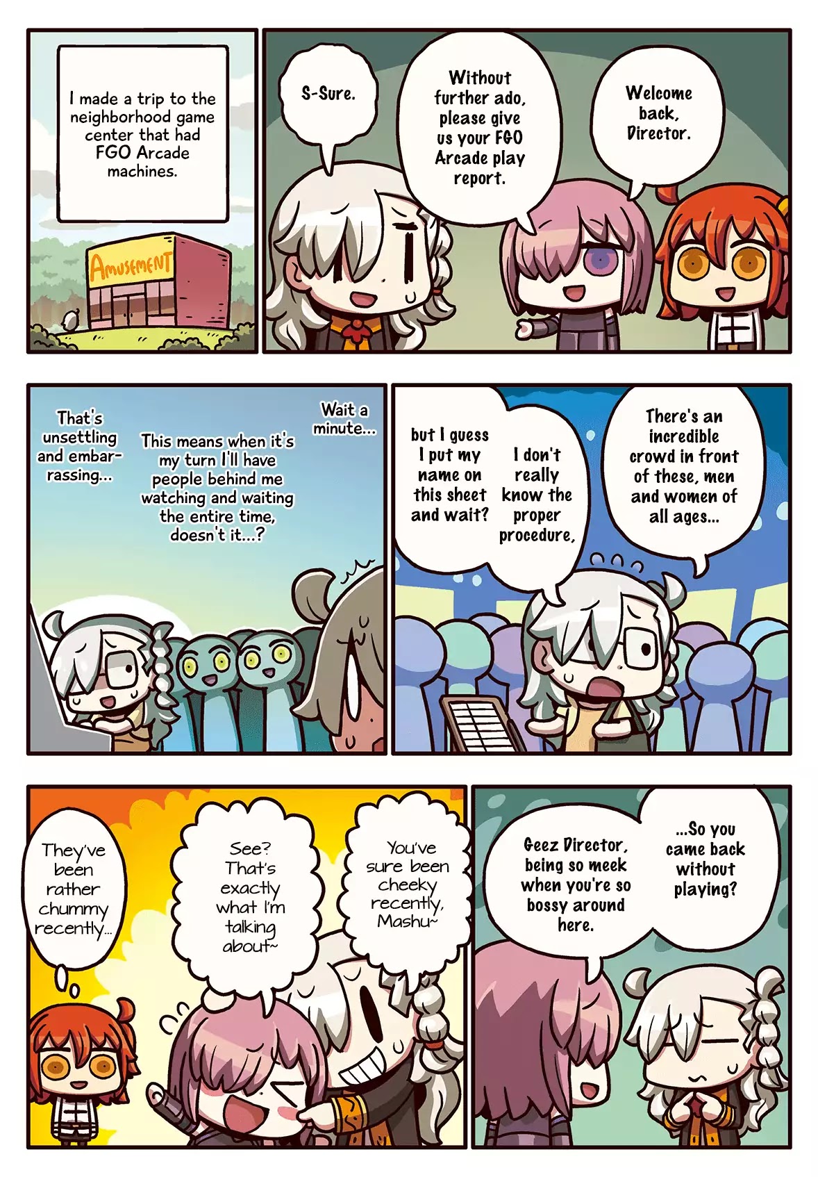 Manga de Wakaru! Fate/Grand Order Chapter 3.59 page 1 - Vol.3 Chapter 59: Account of an Arcade Experience