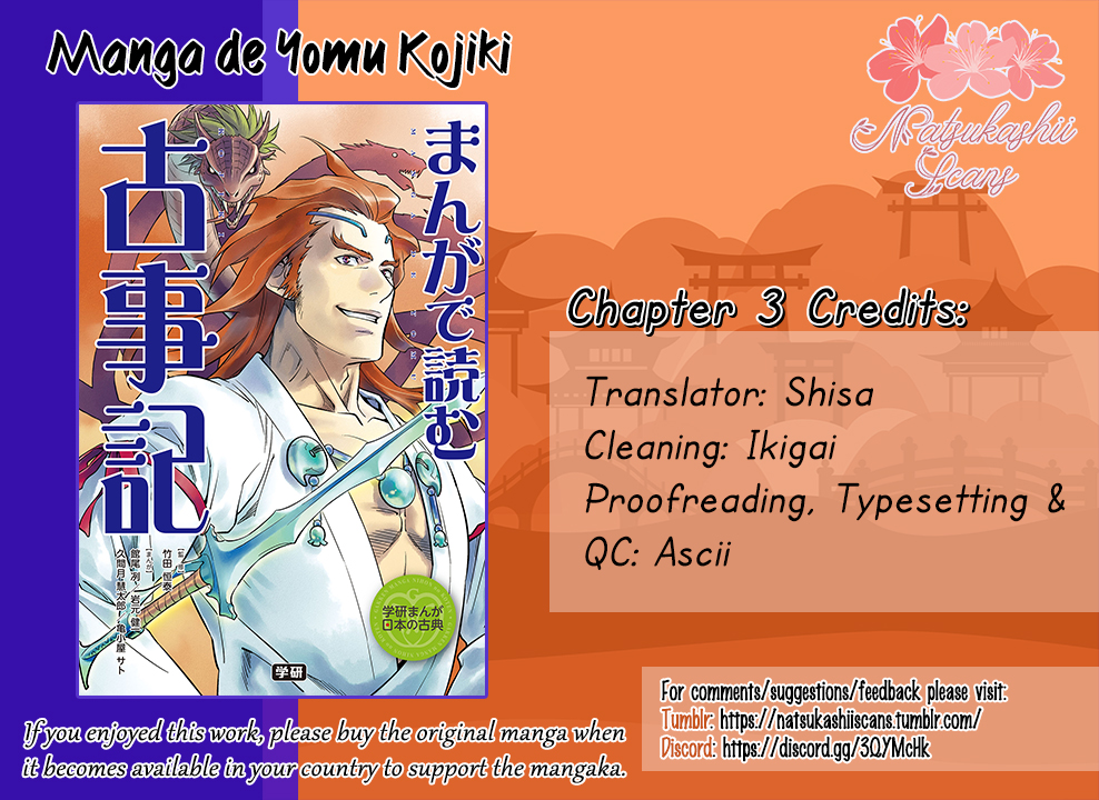 Manga de Yomu Kojiki Chapter 3 page 1 - Chapter 3: The Extermination of Yamata no Orochi