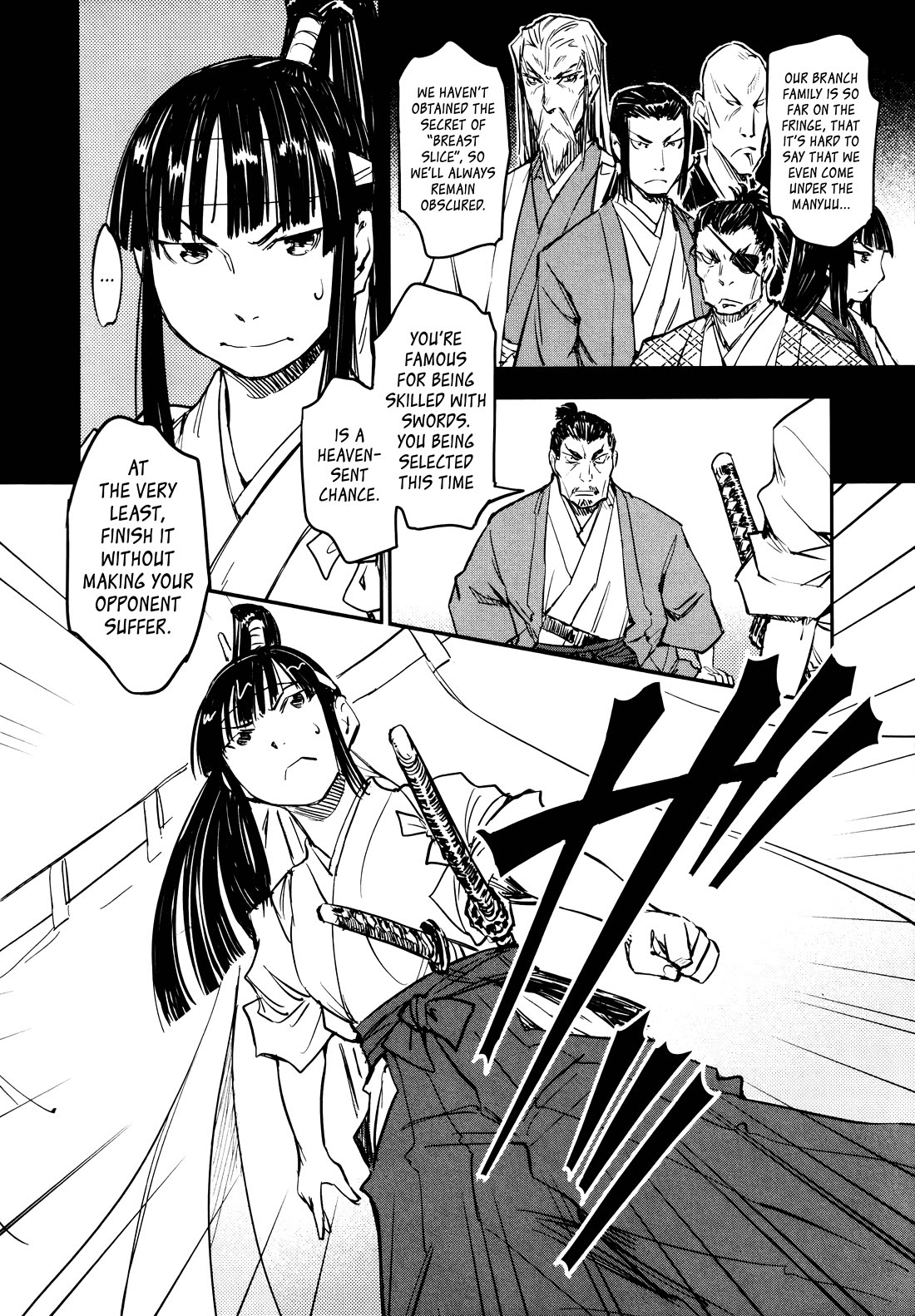 Manyuu Hikenchou Chapter 14 page 8 - Chapter 14: The First Breast Slice