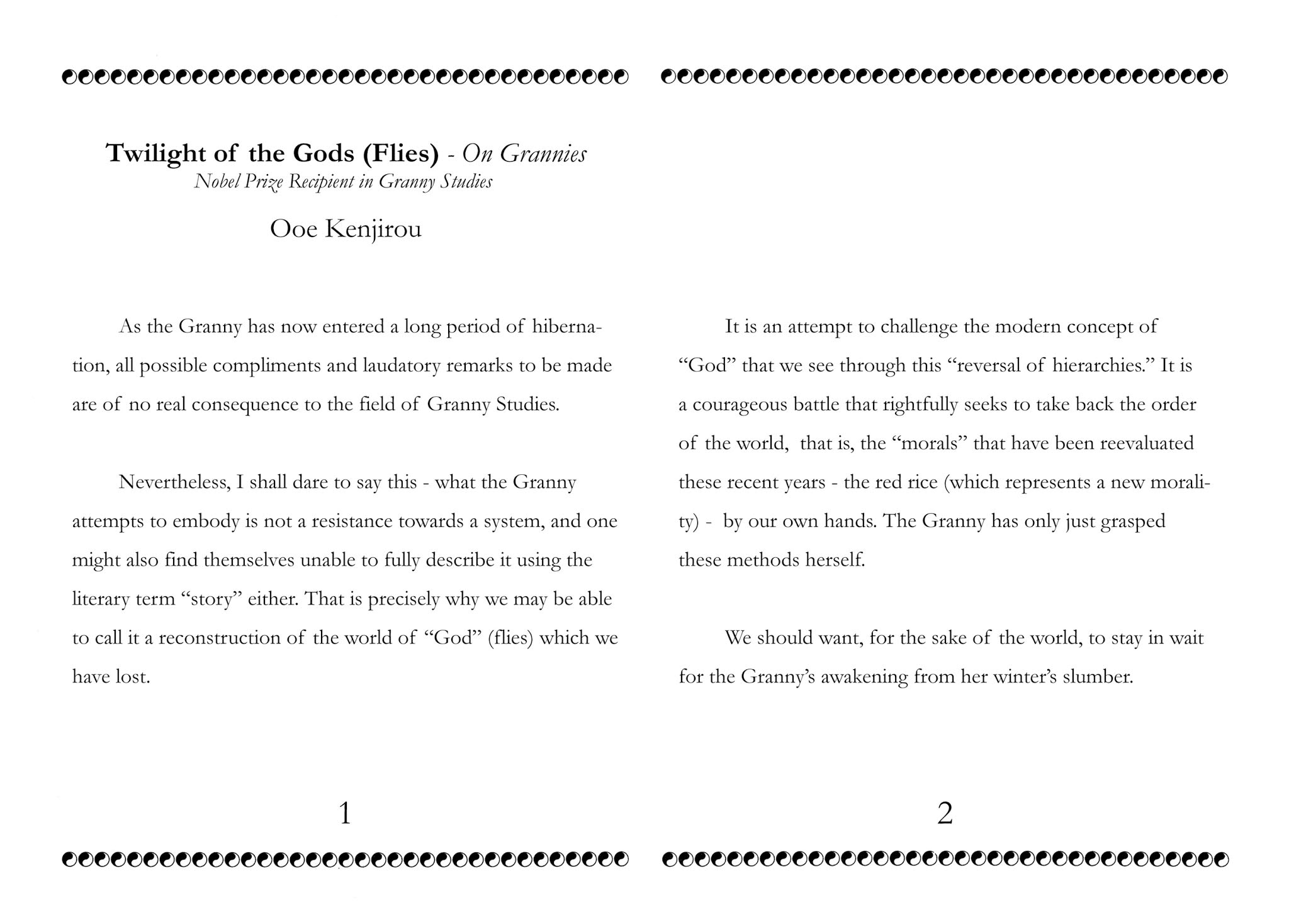 Manyuuki - Babaa to Awarenage Bokutachi Chapter 11 page 1 - Chapter 11: Twilight of Gods (Flies) - On Grannys