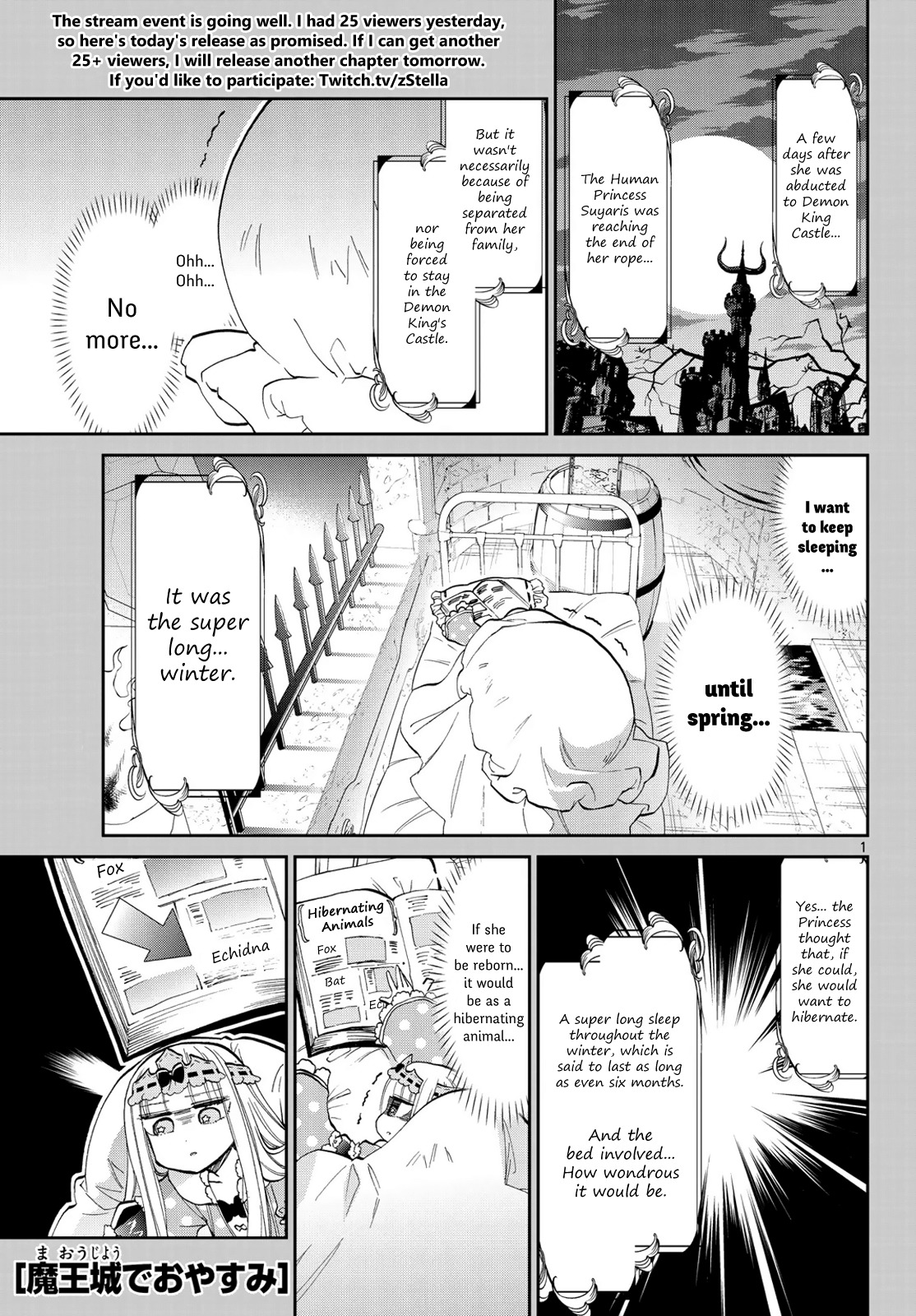 Maou-jou de Oyasumi Chapter 41 page 1 - Chapter 41: Spine-chan Doesn't Sleep