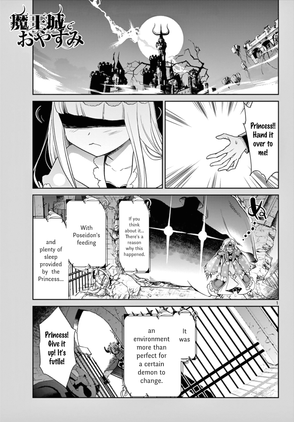 Maou-jou de Oyasumi Chapter 61 page 1 - Chapter 61: Sudden Change! Big Eggplant Earless Seal