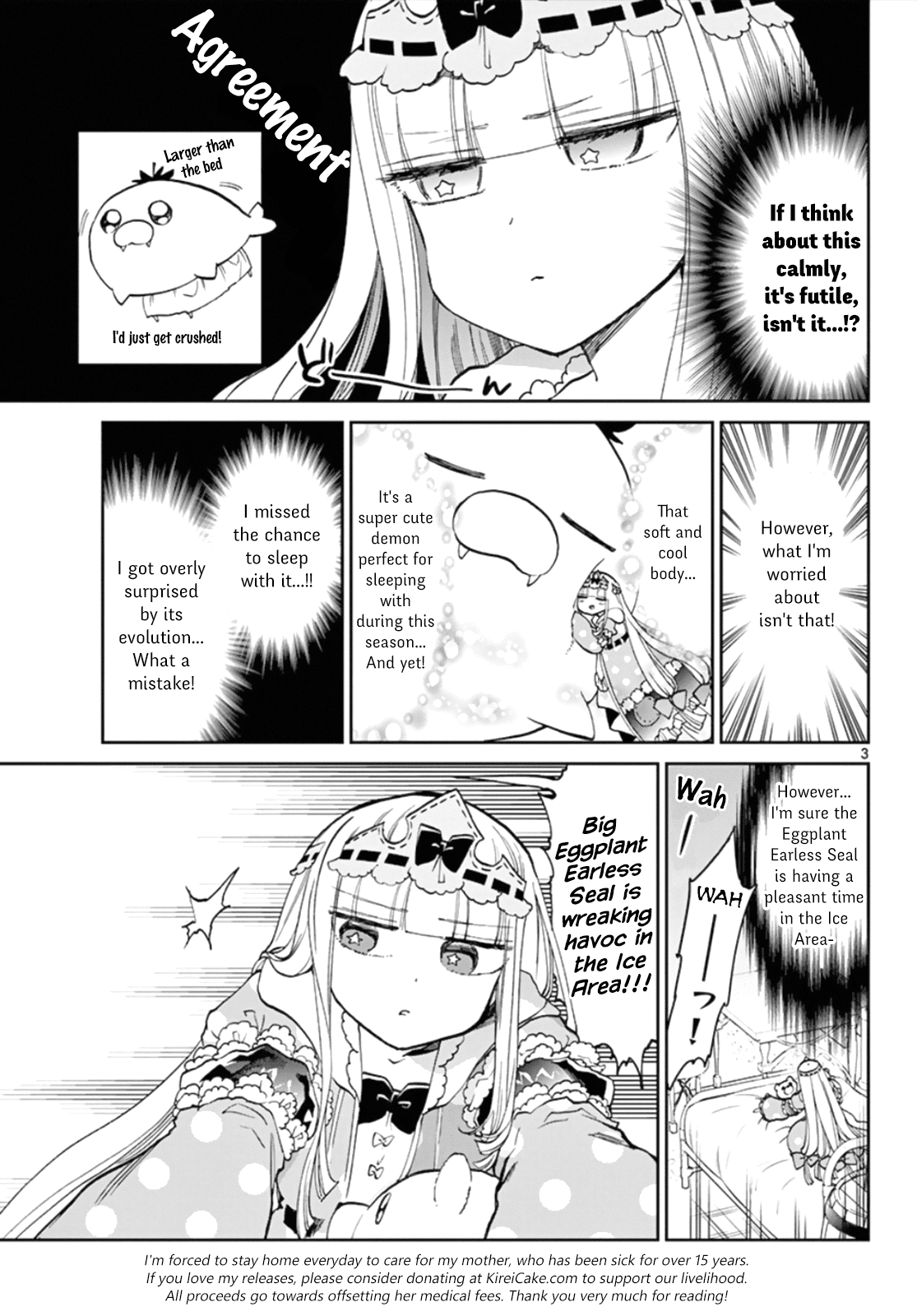 Maou-jou de Oyasumi Chapter 61 page 3 - Chapter 61: Sudden Change! Big Eggplant Earless Seal