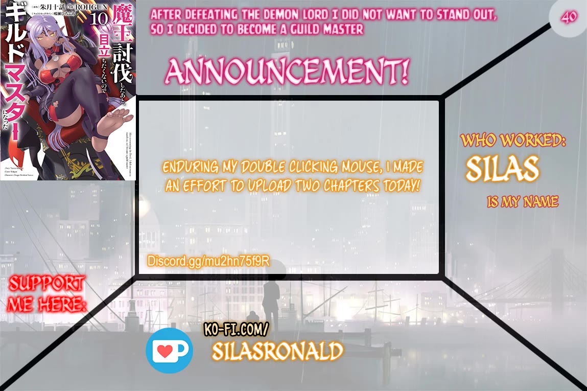 Maou Toubatsu Shita Ato, Medachitakunai node Guild Master ni Natta Chapter 40 page 1 - Chapter 40