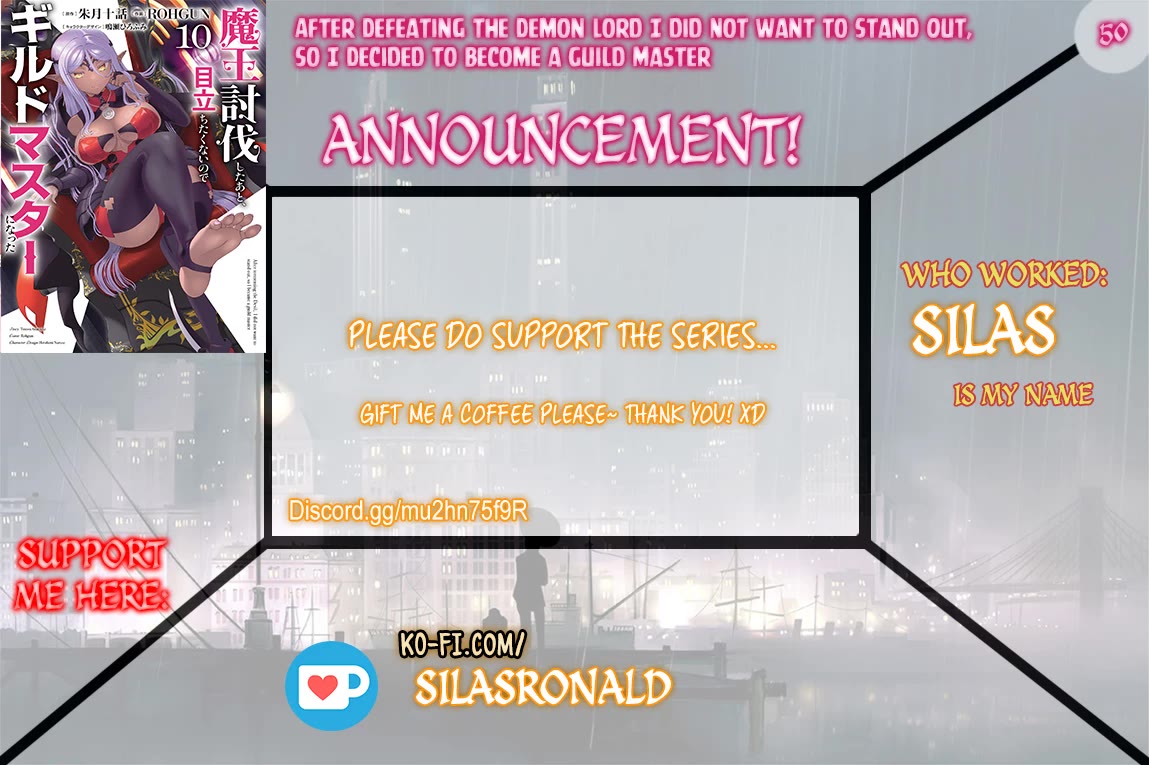 Maou Toubatsu Shita Ato, Medachitakunai node Guild Master ni Natta Chapter 50 page 1 - Chapter 50