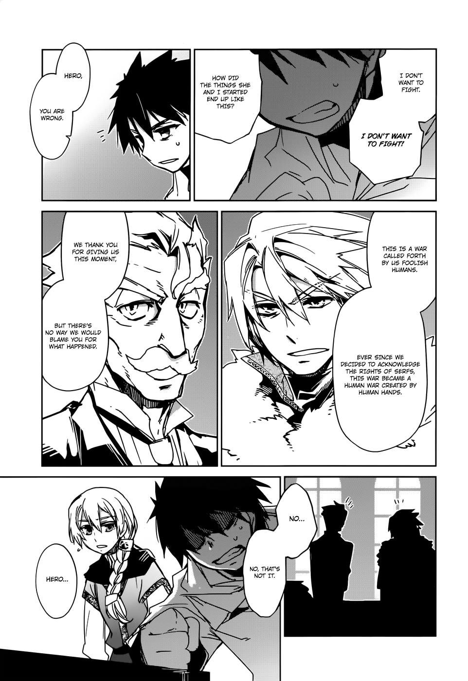 Maoyuu Maou Yuusha - "Kono Watashi no Mono Tonare, Yuusha yo" "Kotowaru!" Chapter 17 page 48 - Chapter 17: This is a War of Foolish Humans