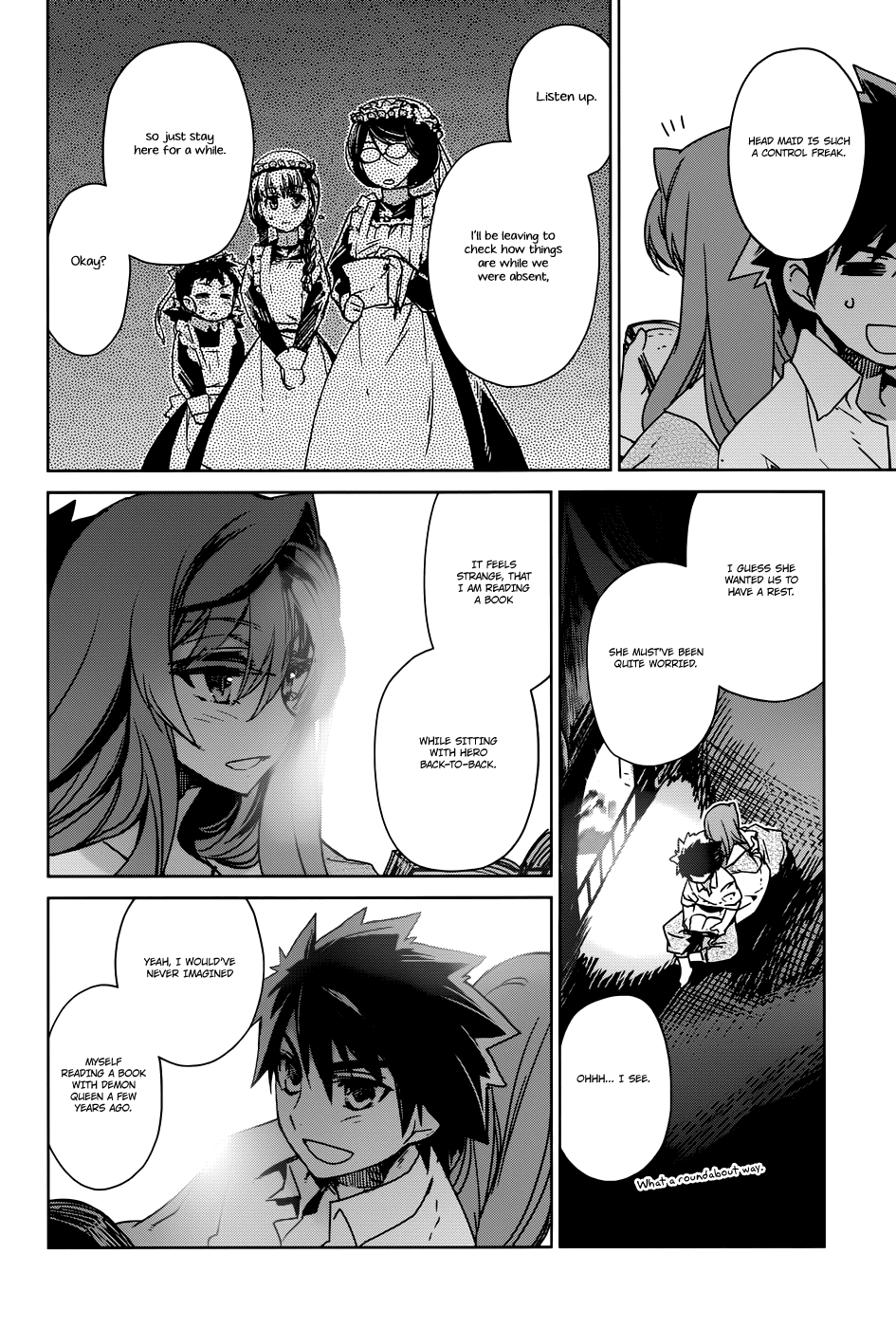 Maoyuu Maou Yuusha - "Kono Watashi no Mono Tonare, Yuusha yo" "Kotowaru!" Chapter 24 page 6 - Chapter 24: I Love This World