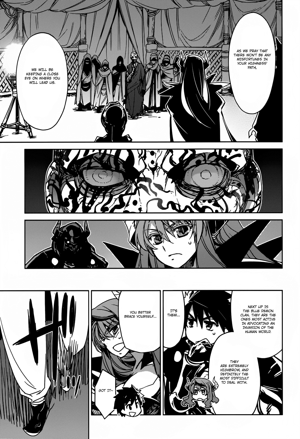 Maoyuu Maou Yuusha - "Kono Watashi no Mono Tonare, Yuusha yo" "Kotowaru!" Chapter 26 page 13 - Chapter 26: Kurultai, Meeting of the Demon Clans