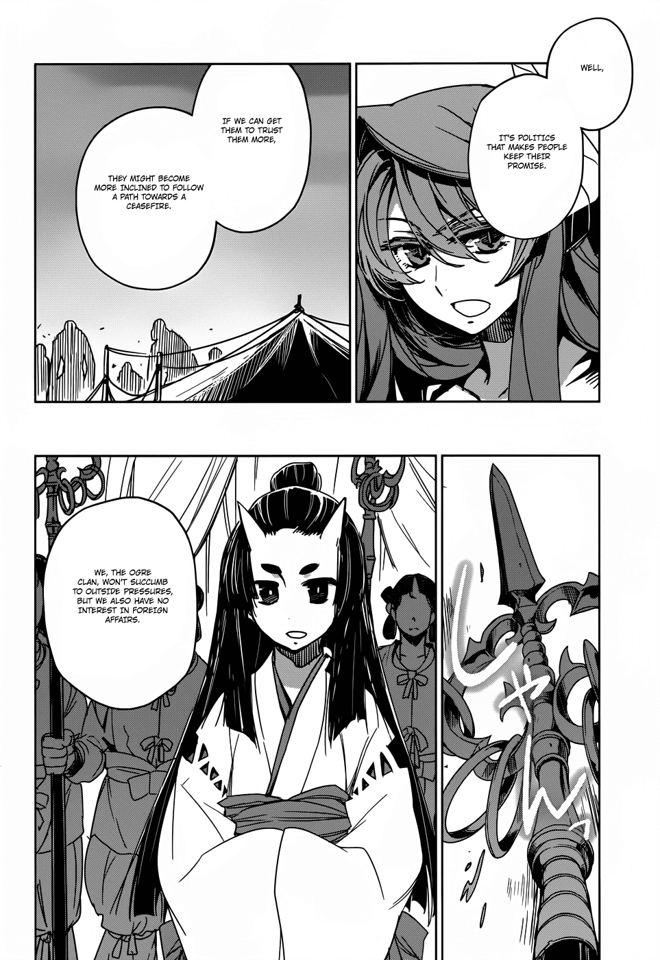 Maoyuu Maou Yuusha - "Kono Watashi no Mono Tonare, Yuusha yo" "Kotowaru!" Chapter 26 page 36 - Chapter 26: Kurultai, Meeting of the Demon Clans