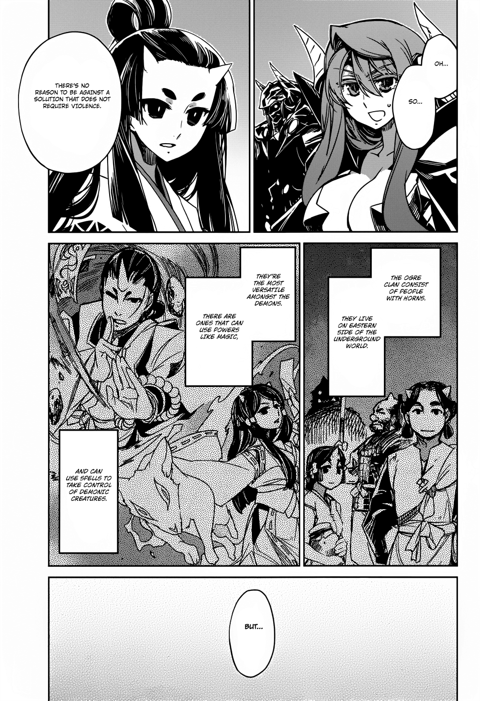 Maoyuu Maou Yuusha - "Kono Watashi no Mono Tonare, Yuusha yo" "Kotowaru!" Chapter 26 page 37 - Chapter 26: Kurultai, Meeting of the Demon Clans