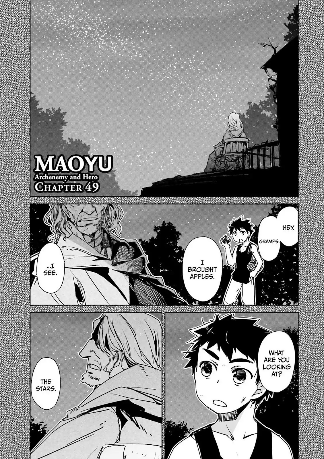 Maoyuu Maou Yuusha - "Kono Watashi no Mono Tonare, Yuusha yo" "Kotowaru!" Chapter 49 page 1 - Chapter 49: Have Hope For Your Story That Will Someday Begin