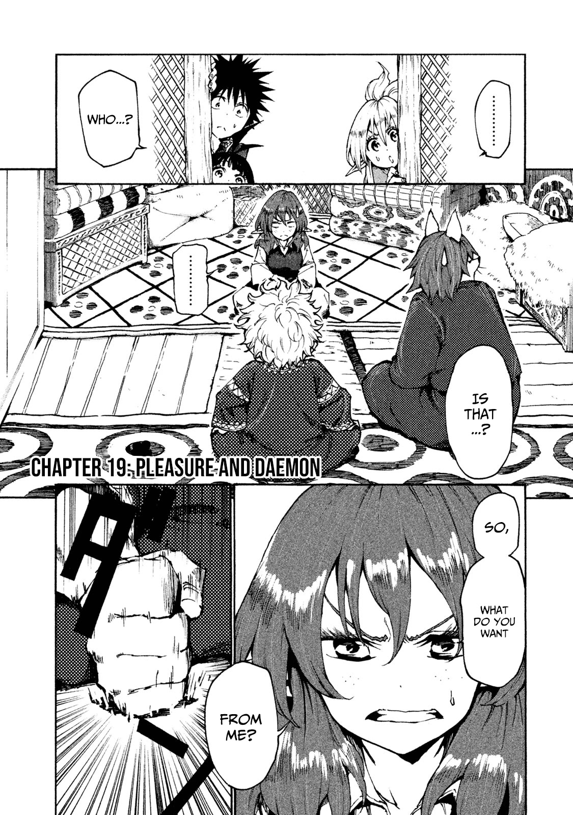Mazumeshi Elf to Youbokugurashi Chapter 19 page 1 - Chapter 19: Pleasure and Daemon