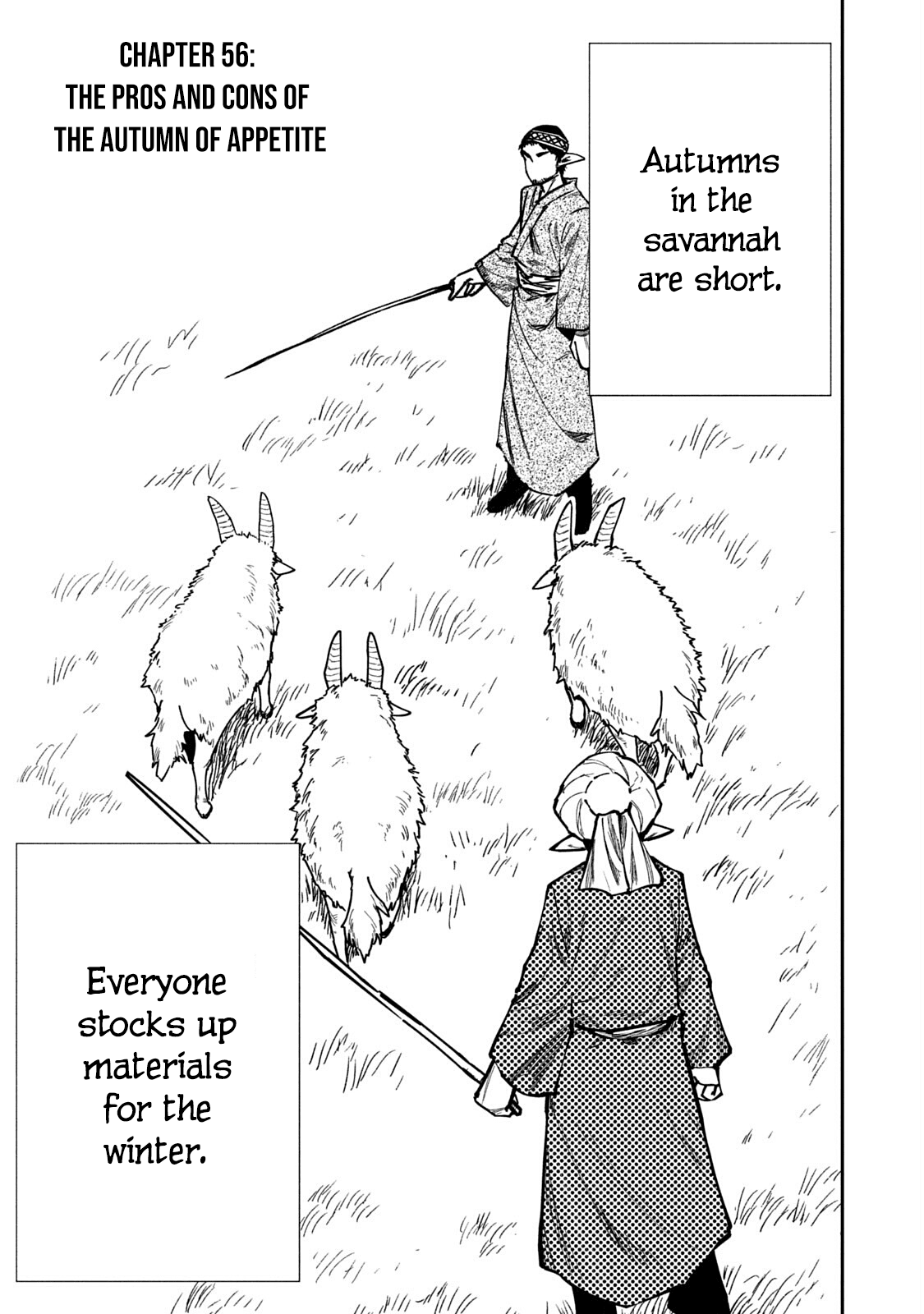Mazumeshi Elf to Youbokugurashi Chapter 56 page 1 - Chapter 56: The pros and cons of the Autumn of appetite