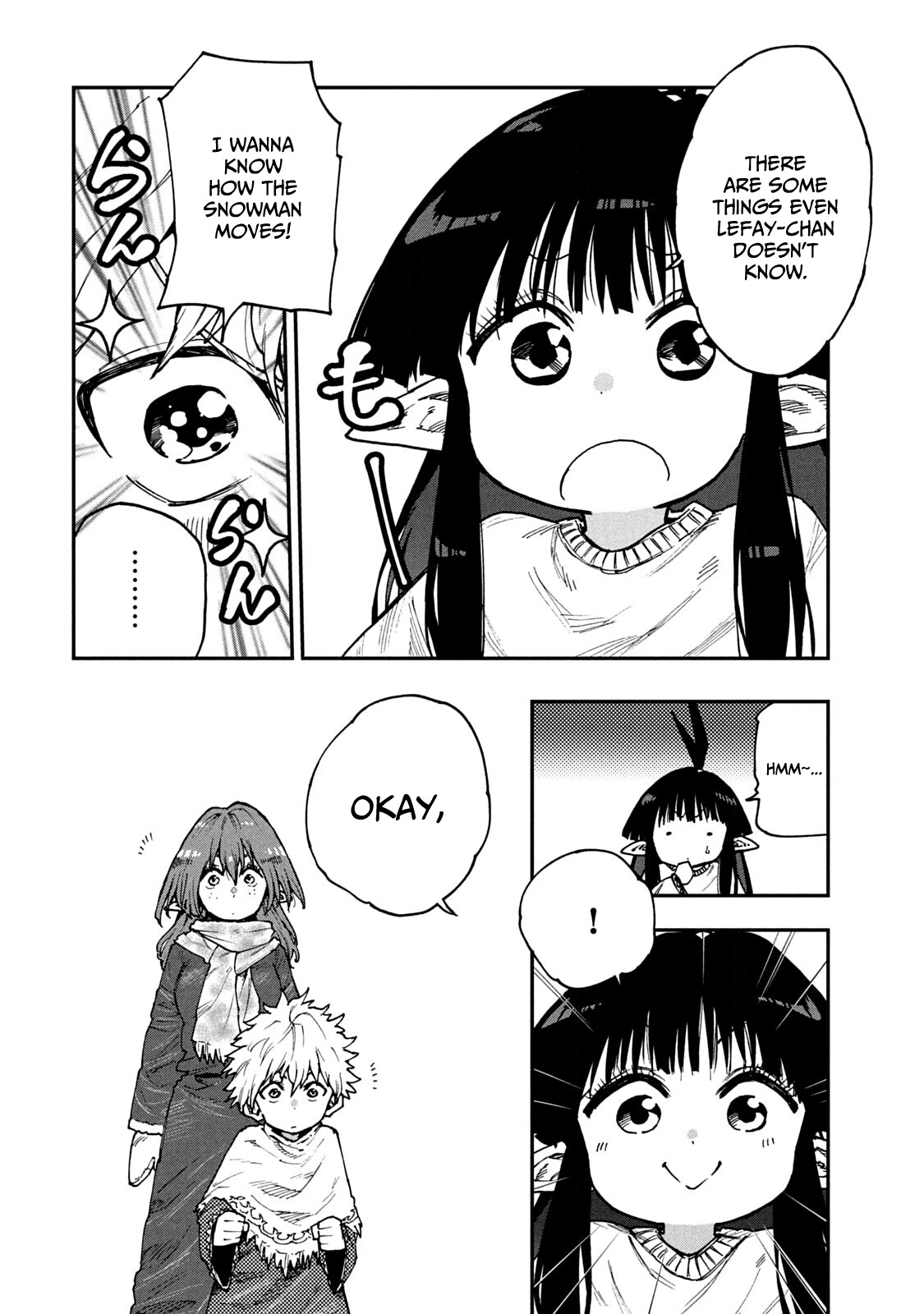 Mazumeshi Elf to Youbokugurashi Chapter 58 page 10 - Chapter 58: Kids and snowmen