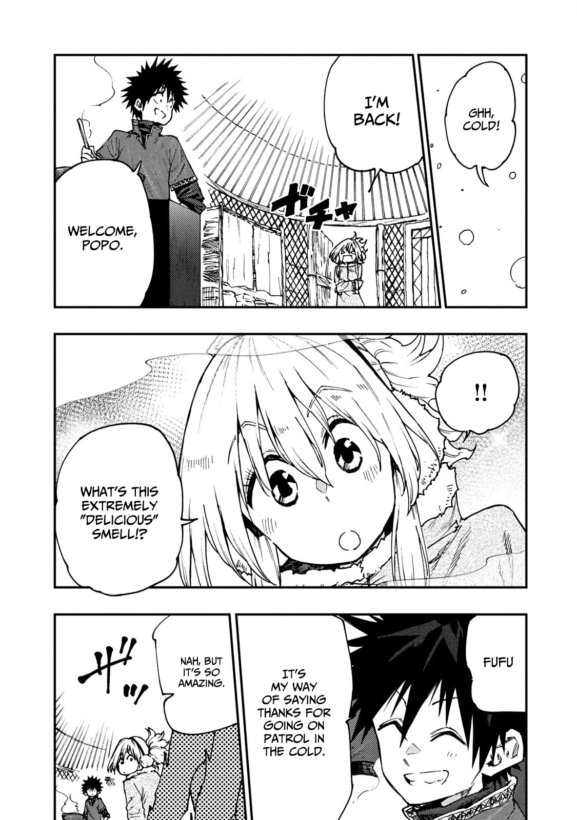 Mazumeshi Elf to Youbokugurashi Chapter 58 page 3 - Chapter 58: Kids and snowmen