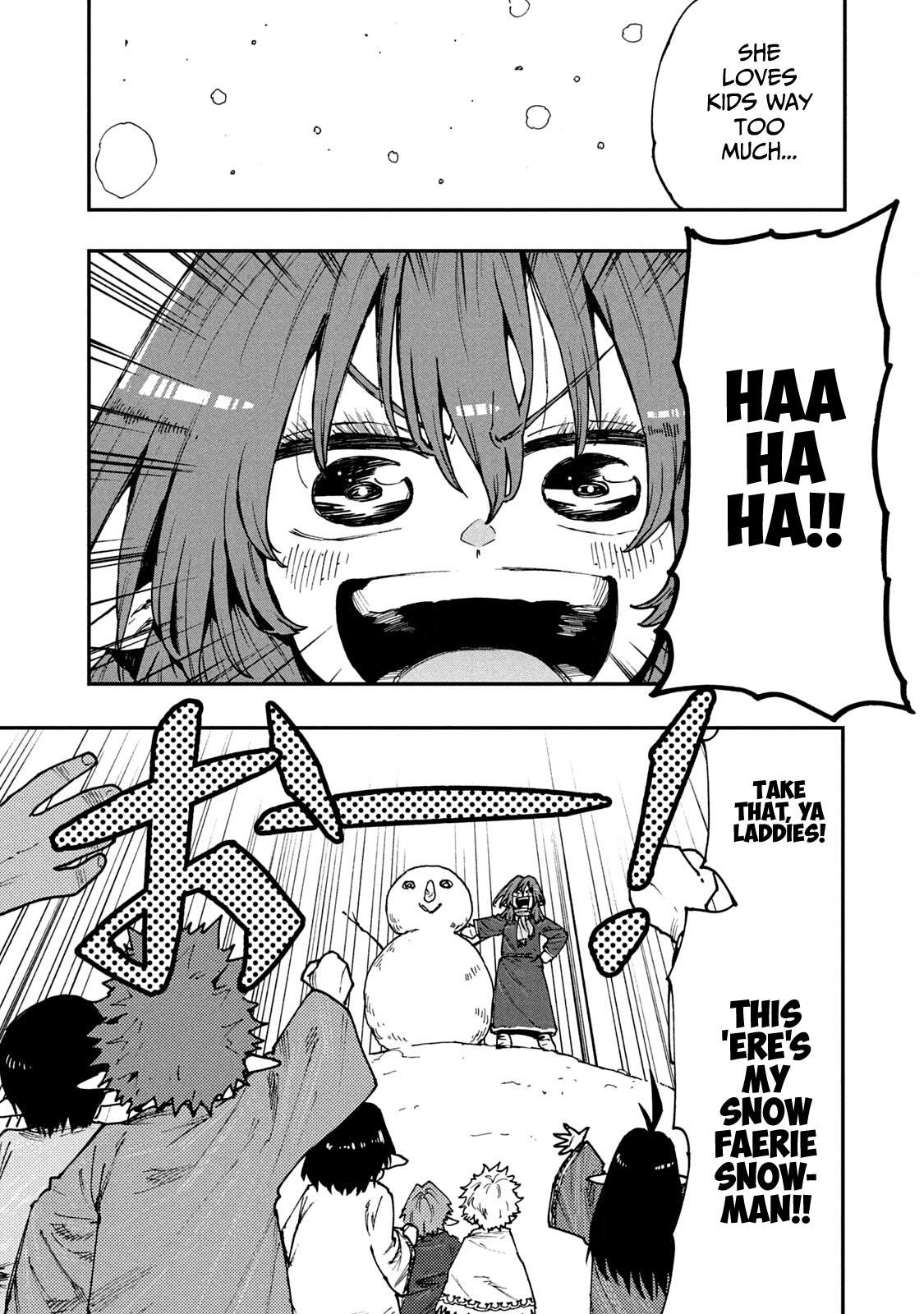 Mazumeshi Elf to Youbokugurashi Chapter 58 page 7 - Chapter 58: Kids and snowmen