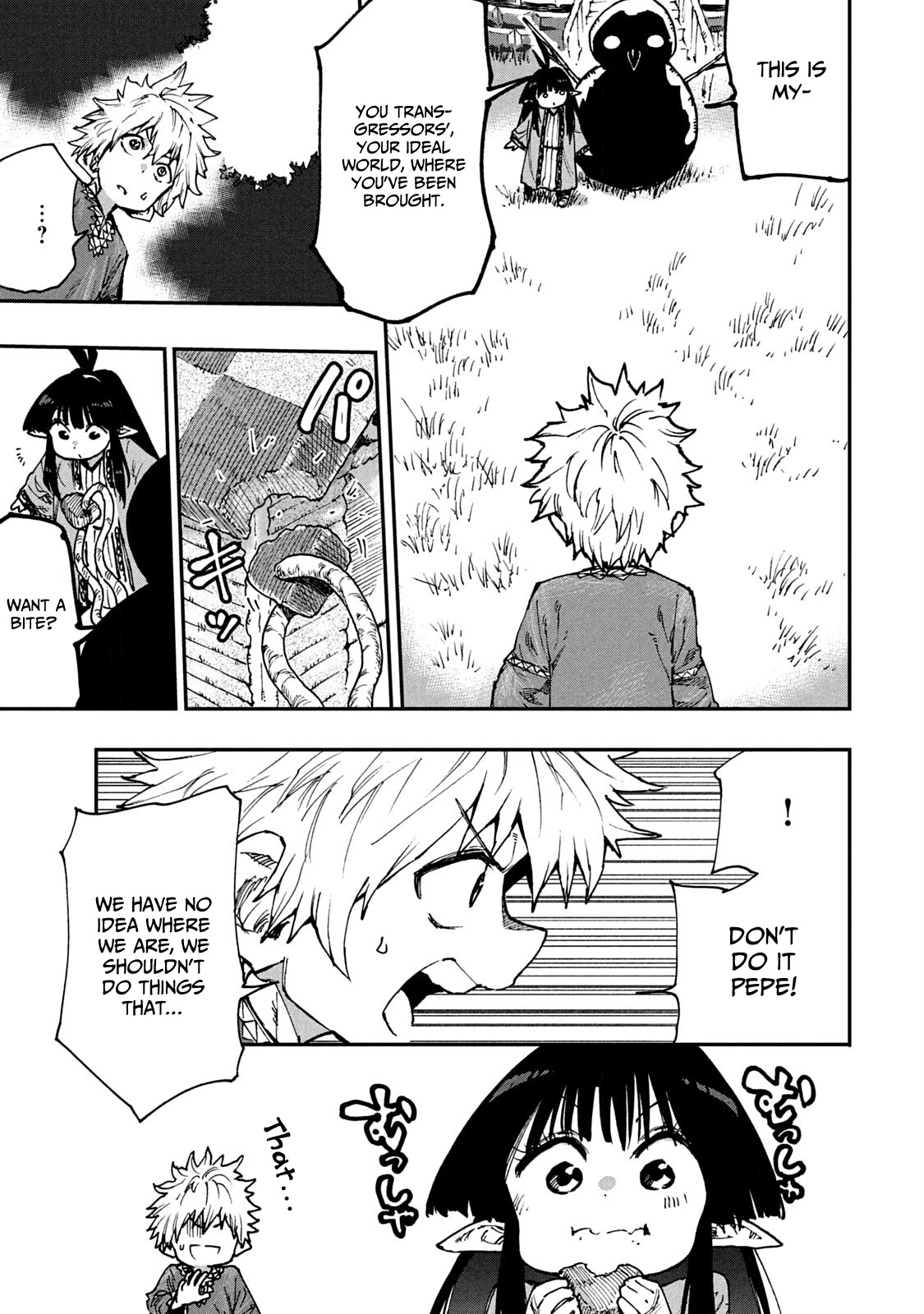 Mazumeshi Elf to Youbokugurashi Chapter 59 page 7 - Chapter 59: Transcendentals and transgressors