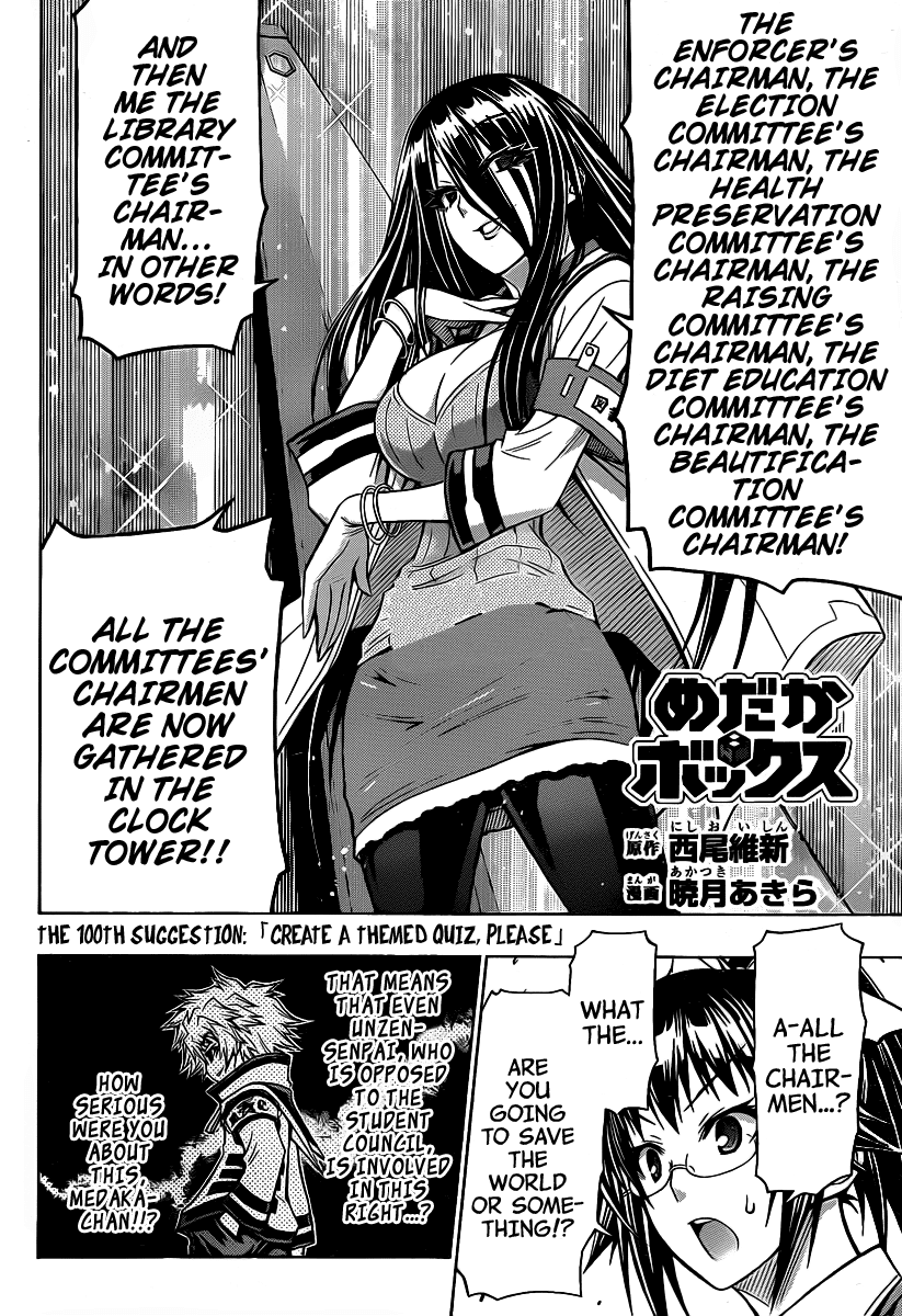 Medaka Box Chapter 100 page 3 - Chapter 100 : The 100th Suggestion - Create a Themed Quiz, Please