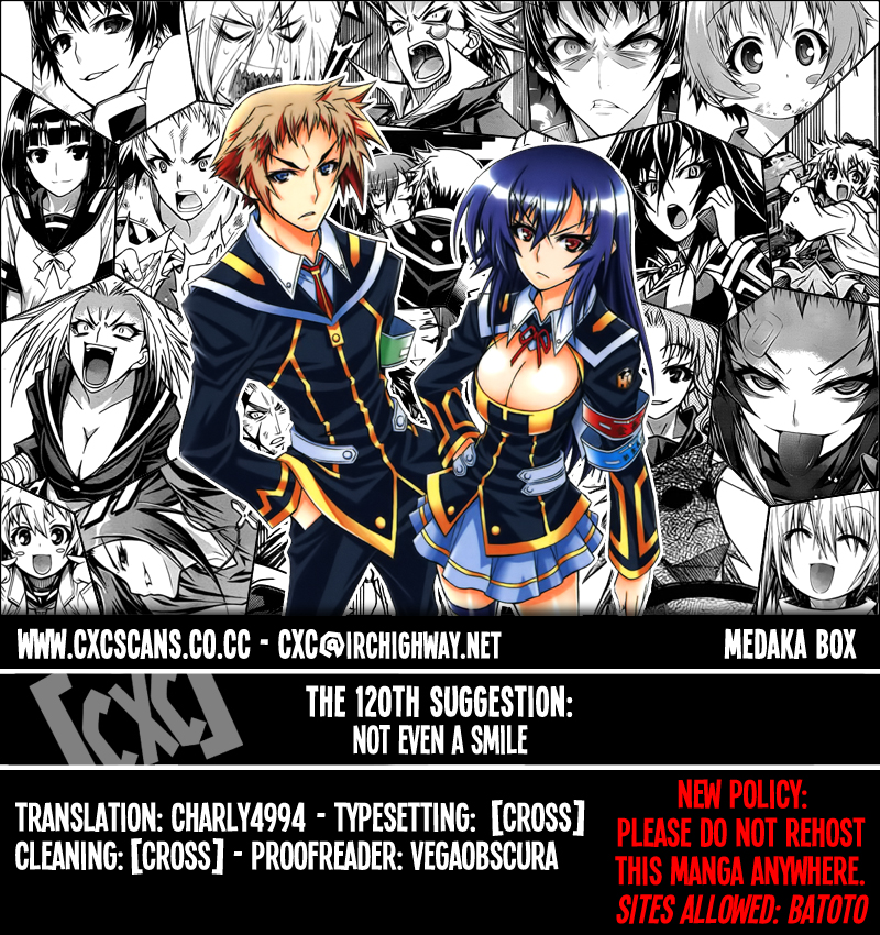 Medaka Box Chapter 120 page 1 - Chapter 120 : The 120th Suggestion - Not Even a Smile