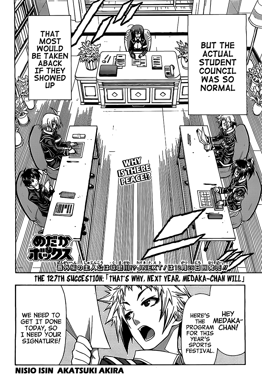 Medaka Box Chapter 127 page 4 - Chapter 127 : The 127th Suggestion - That's Why, Next Year, Medaka-chan Will