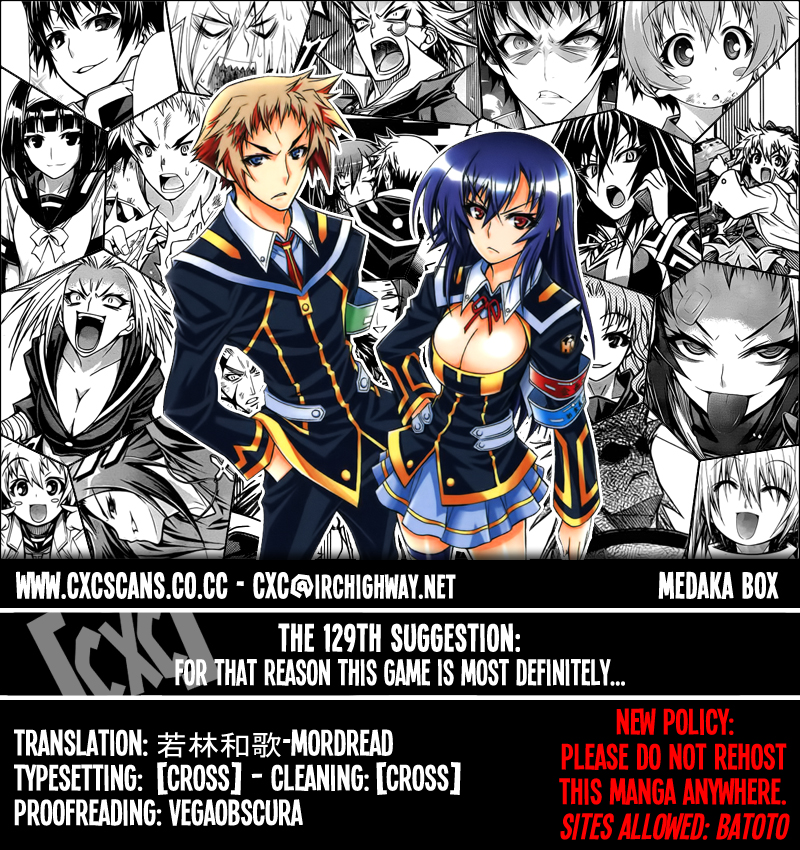 Medaka Box Chapter 129 page 1 - Chapter 129 : The 129th Suggestion - For That Reason This Game Is Most Definitely...