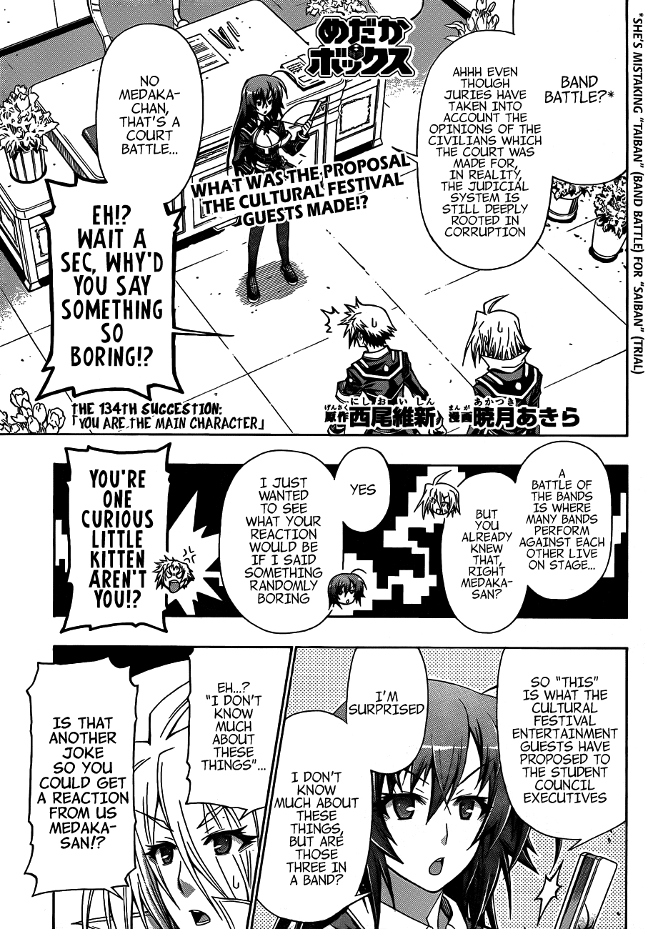 Medaka Box Chapter 134 page 3 - Chapter 134 : The 134th Suggestion - You are the Main Character