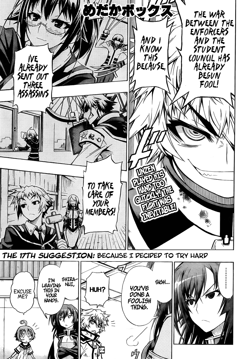 Medaka Box Chapter 17 page 1 - Chapter 17 : The 17th Suggestion - Because I Decided to Try Hard