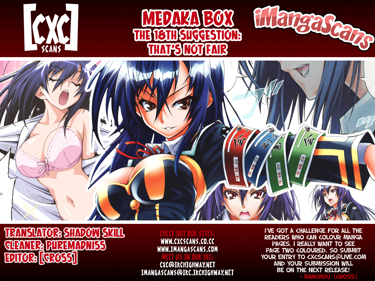 Medaka Box Chapter 18 page 1 - Chapter 18 : The 18th Suggestion - That's Not Fair