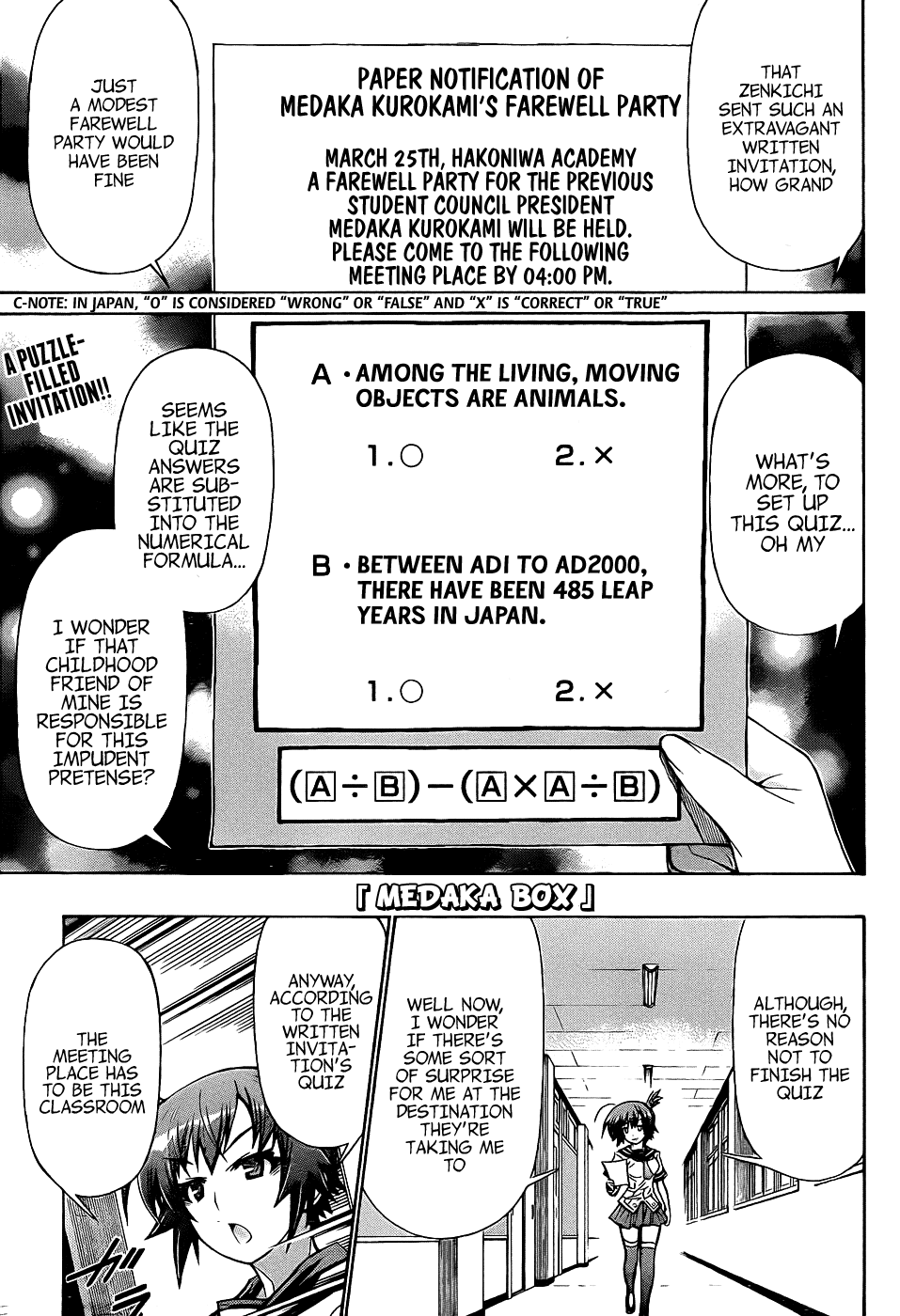 Medaka Box Chapter 187 page 3 - Chapter 187 : The 187th Suggestion - The 100 Flowers Run
