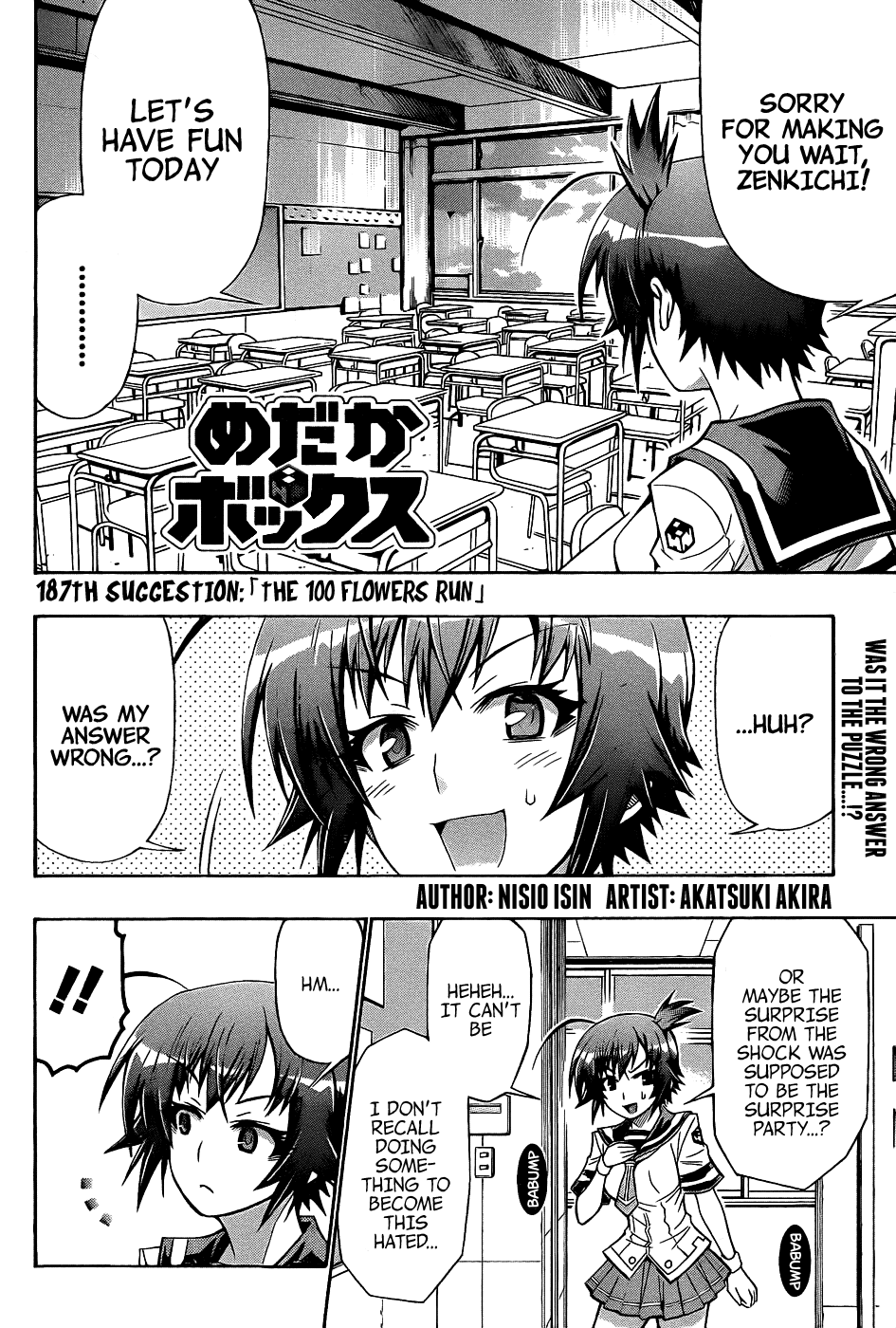 Medaka Box Chapter 187 page 4 - Chapter 187 : The 187th Suggestion - The 100 Flowers Run