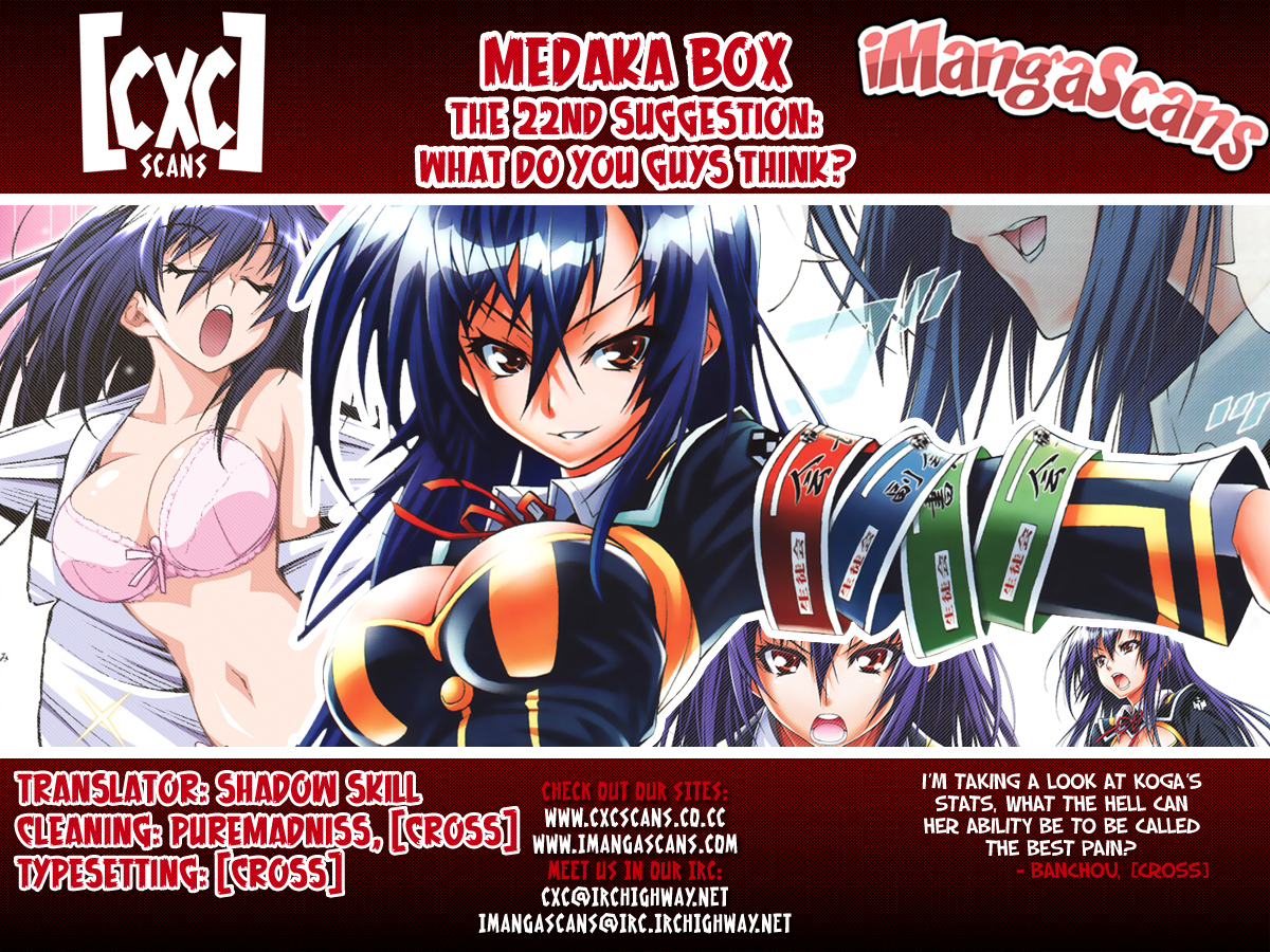 Medaka Box Chapter 22 page 20 - Chapter 22 : The 22nd Suggestion - What Do You Guys Think?