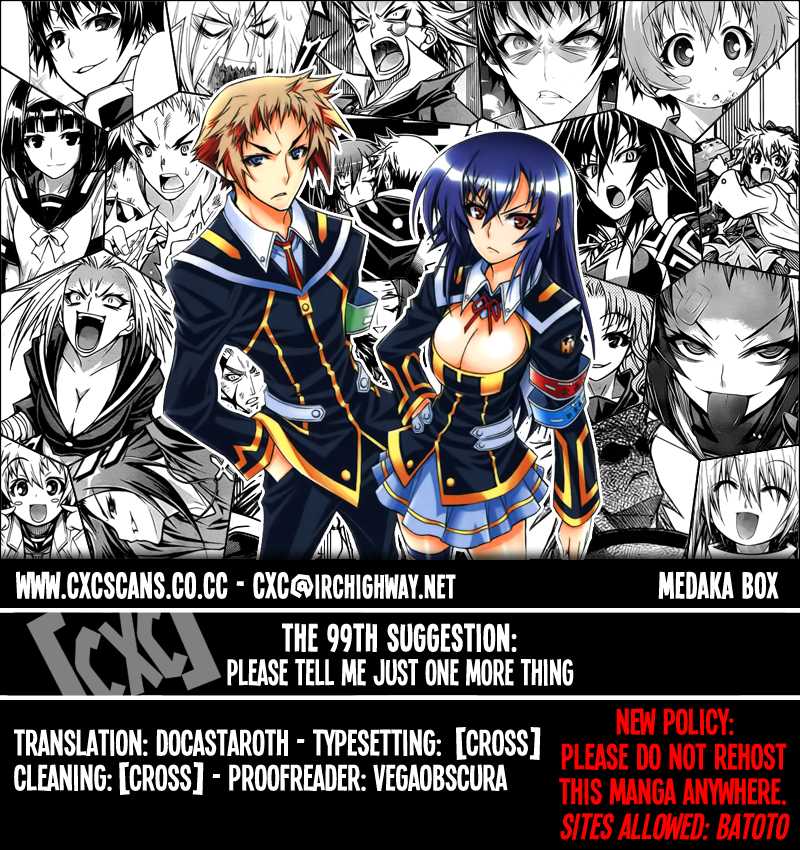 Medaka Box Chapter 99 page 1 - Chapter 99 : The 99th Suggestion - Please Tell Me Just One More Thing