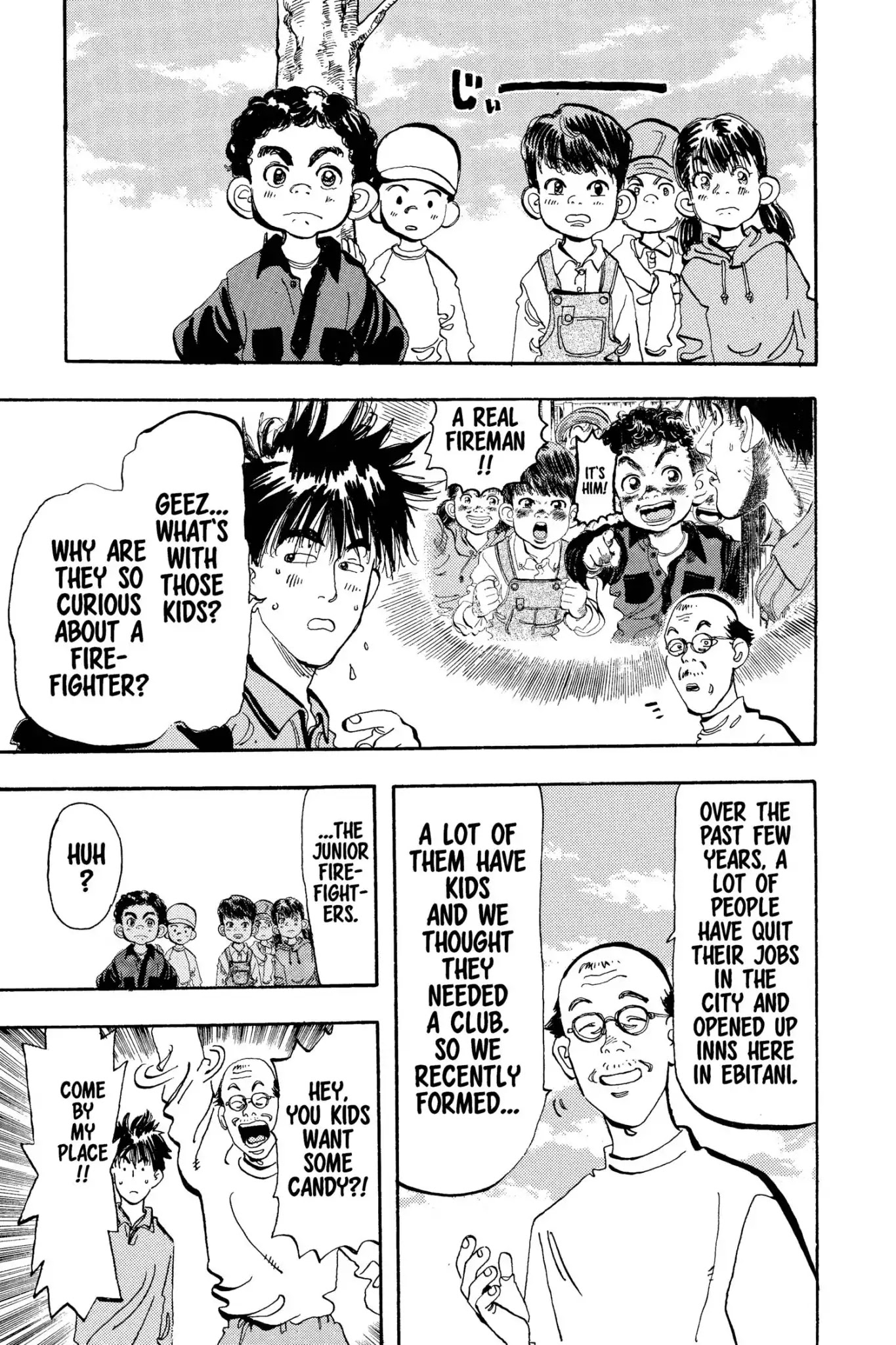 Megumi no Daigo Chapter 15.5 page 3 - Vol.15 Report #5: The Ebitani Junior Firefighters