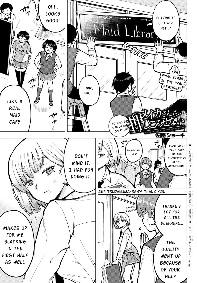 Meika-san Can't Conceal Her Emotions Chapter 45 page 1 - Chapter 45: Tsudanuma-san and Thank You