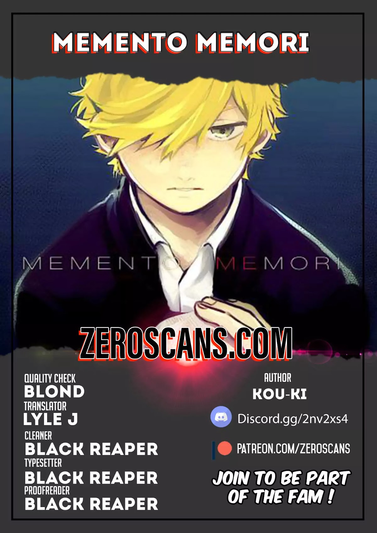 Memento Memori Chapter 1 page 1 - Chapter 1: The Shinigami Strikes Time