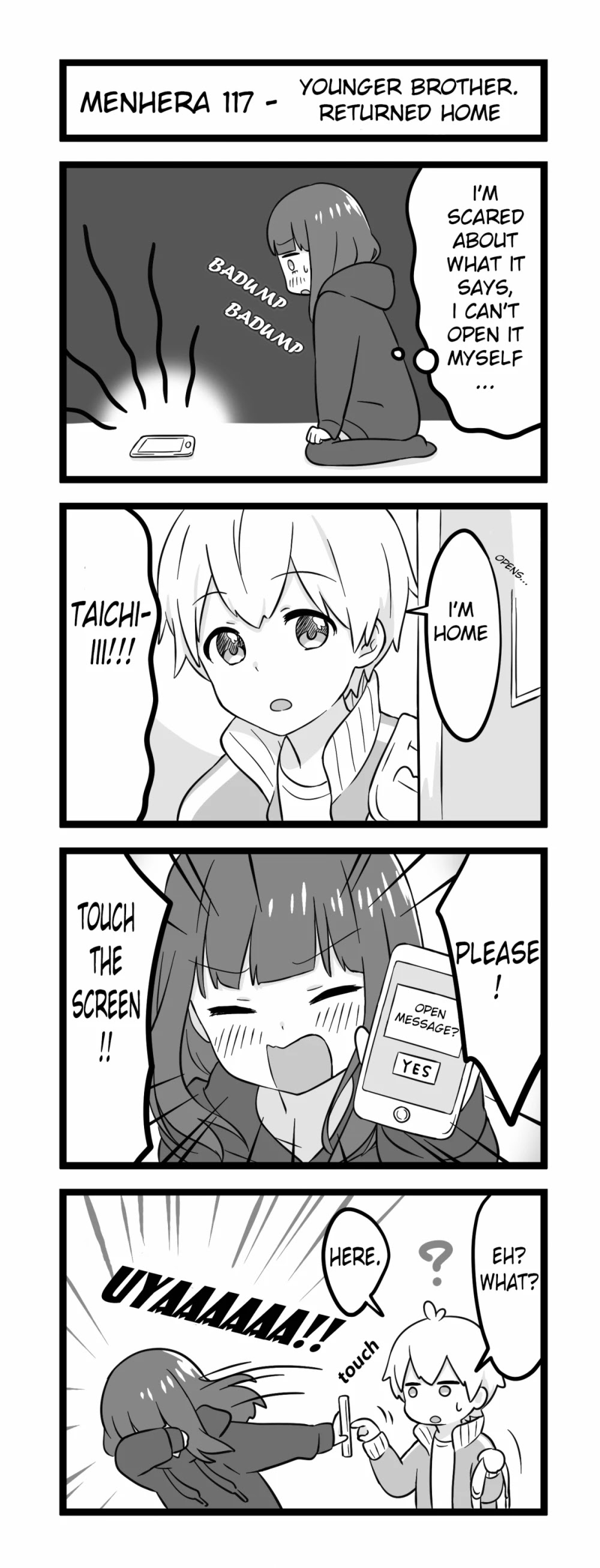 Menhera Shoujo Kurumi-chan Chapter 117 page 1 - Chapter 117: Younger brother, returned home