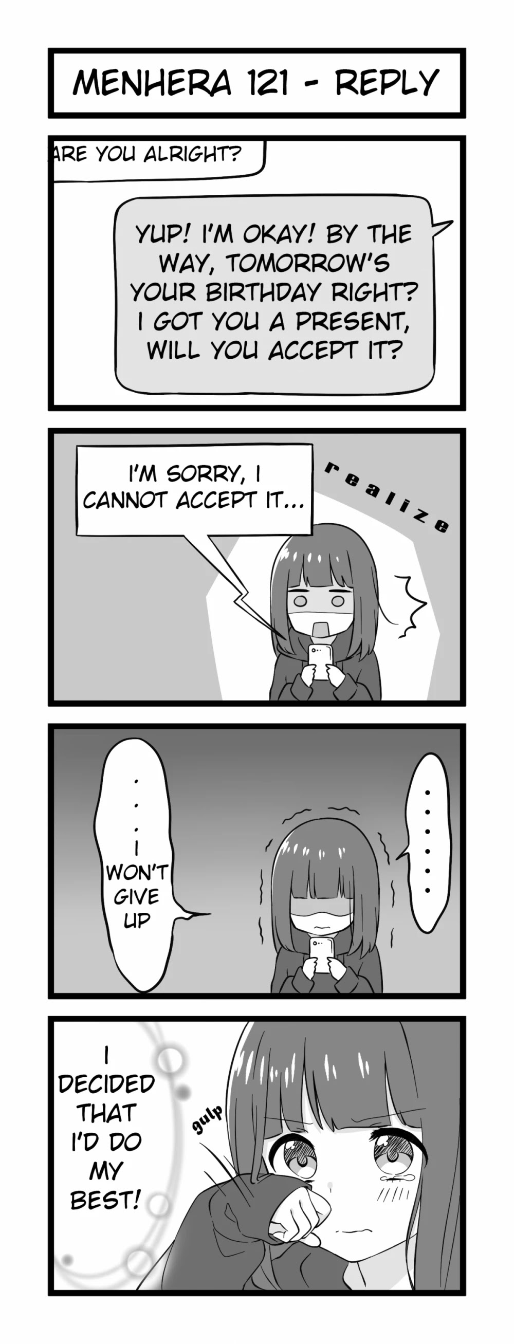 Menhera Shoujo Kurumi-chan Chapter 121 page 1 - Chapter 121: Reply