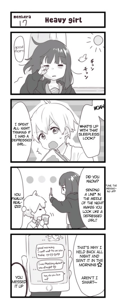 Menhera Shoujo Kurumi-chan Chapter 17 page 1 - Chapter 17: Heavy girl